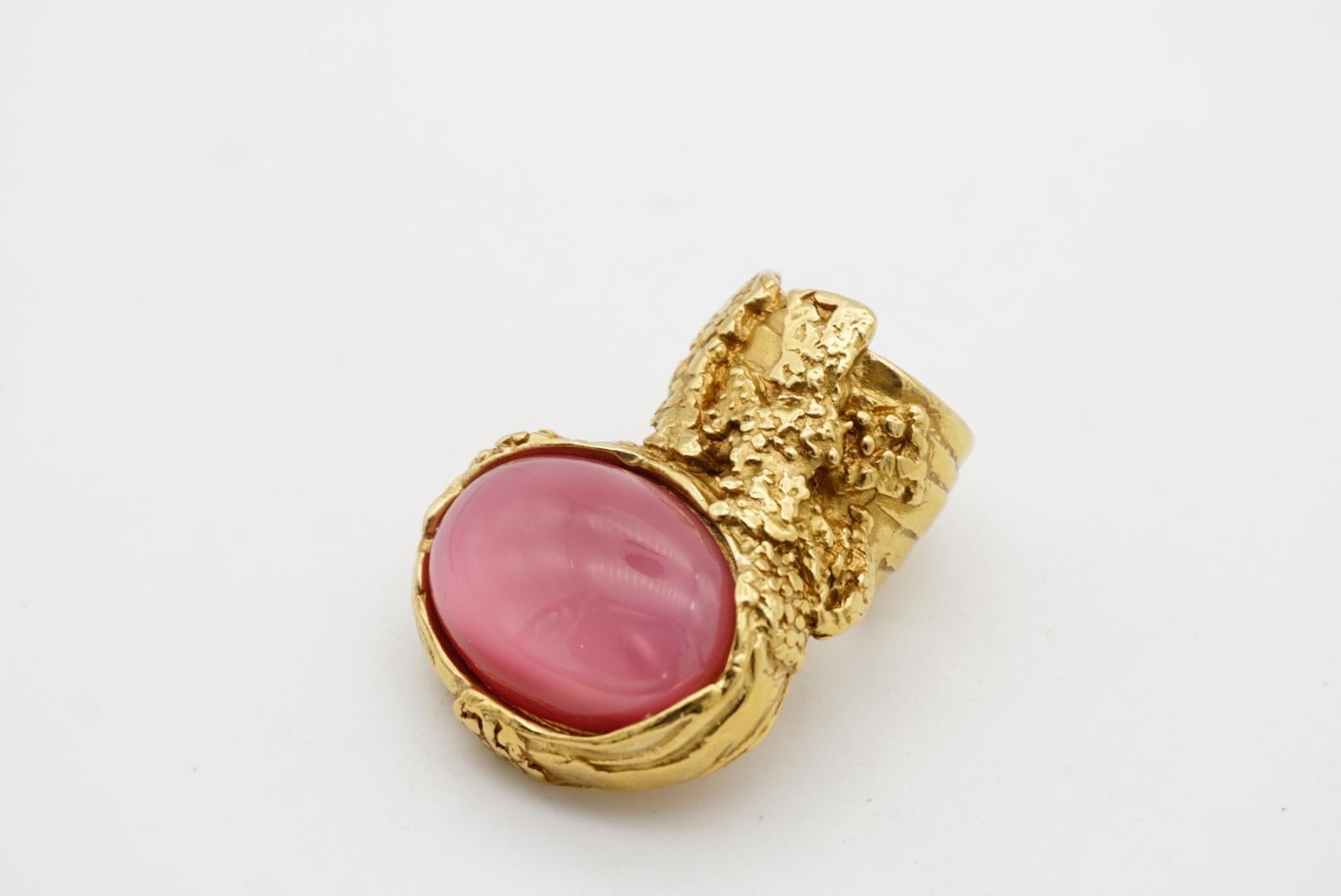 Yves Saint Laurent YSL Arty Clear Pink Statement Chunky Cabochon Gold Ring, US 5 For Sale 7