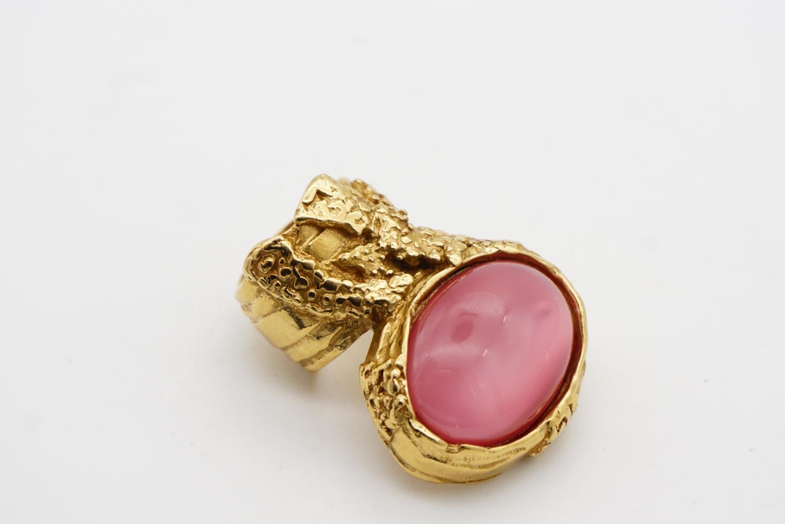 Yves Saint Laurent YSL Arty Clear Pink Statement Chunky Cabochon Gold Ring, US 5 For Sale 8