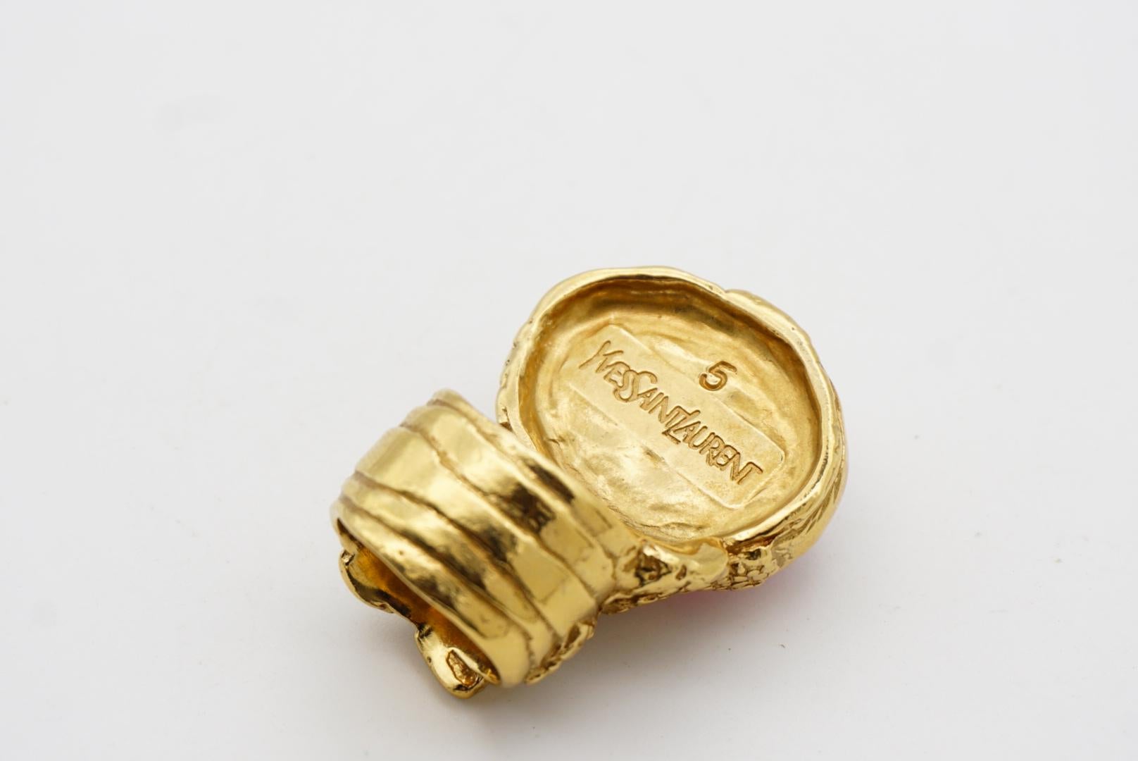 Yves Saint Laurent YSL Arty Klarrosa Statement Chunky Cabochon Goldring, US 5 im Angebot 10