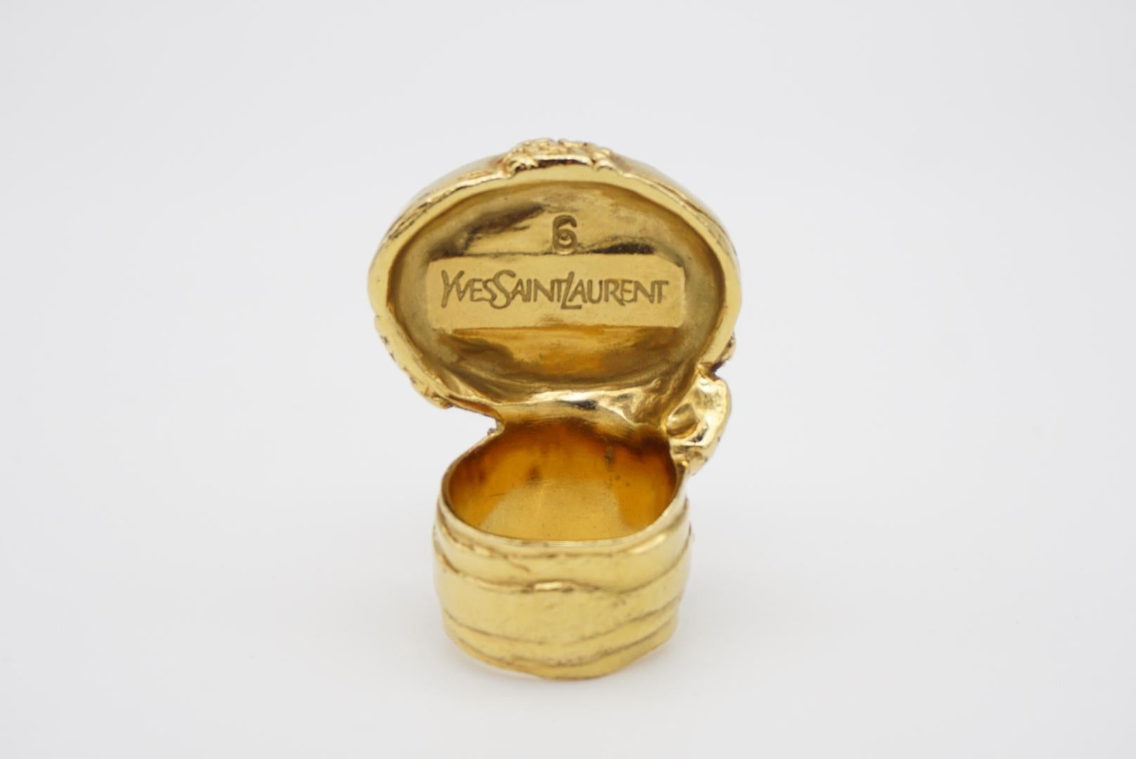 Yves Saint Laurent YSL Arty Klarrosa Statement-Emaille Chunky Goldring, Größe 6 im Angebot 8