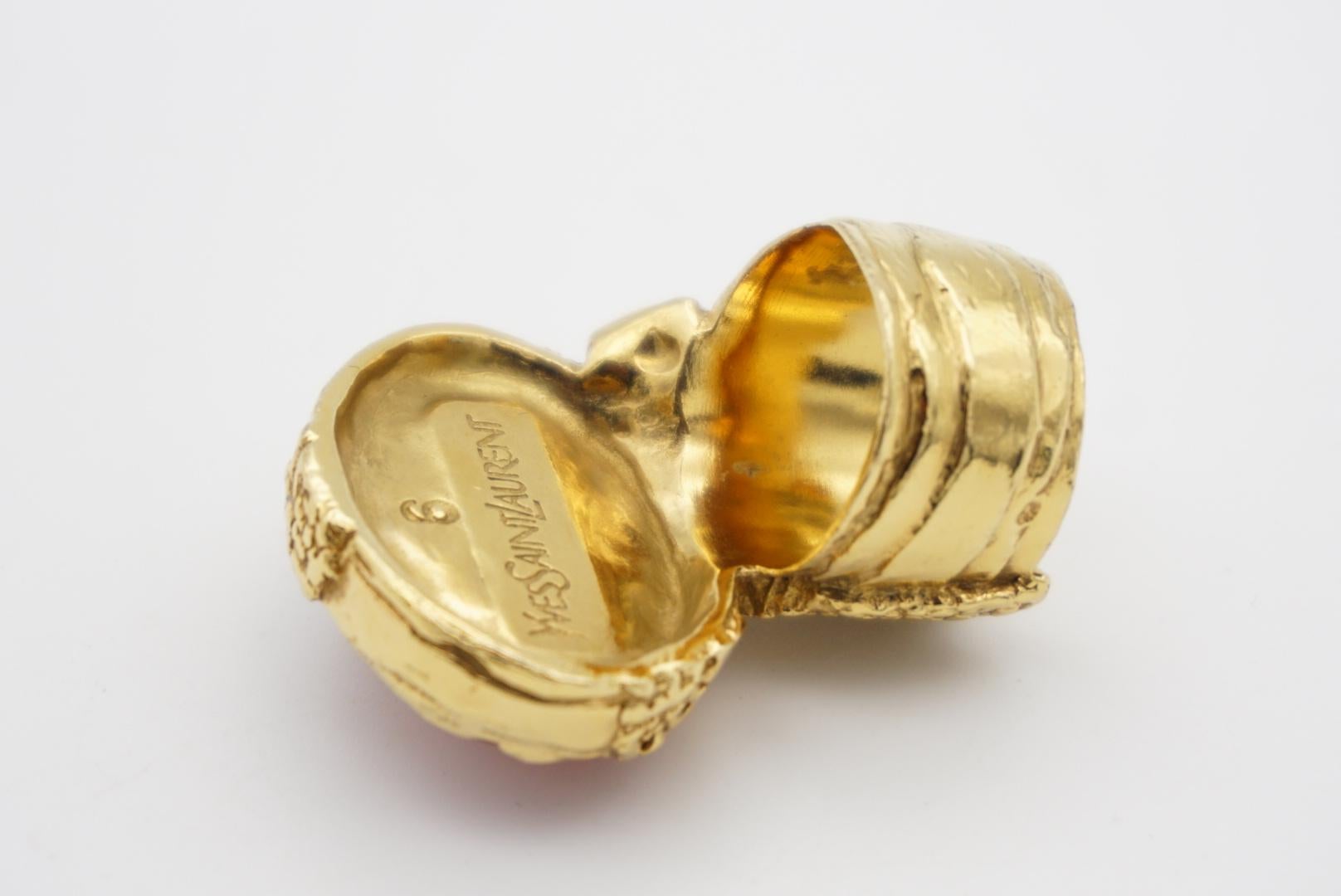 Yves Saint Laurent YSL Arty Klarrosa Statement-Emaille Chunky Goldring, Größe 6 im Angebot 9