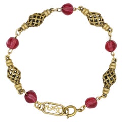Yves Saint Laurent YSL Arty Clear Ruby Cabochon Openwork Interlinked Bracelet