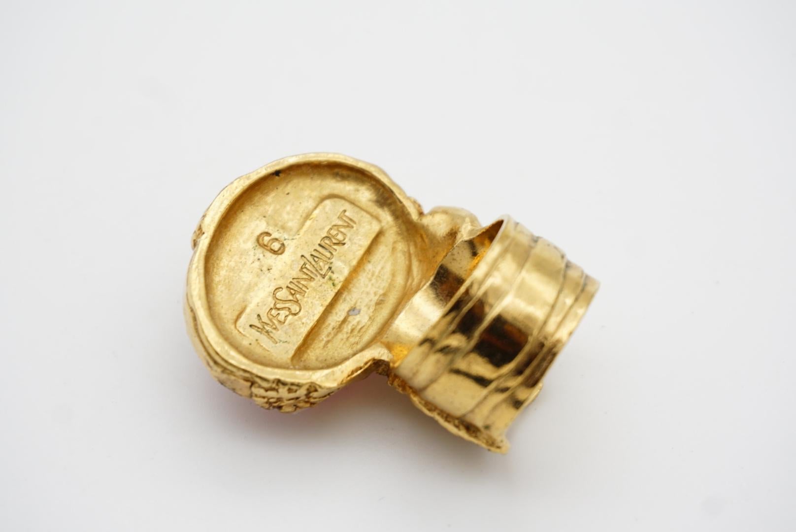Yves Saint Laurent YSL Bague Arty avec cabochon vert doux transparent, Taille 6 6