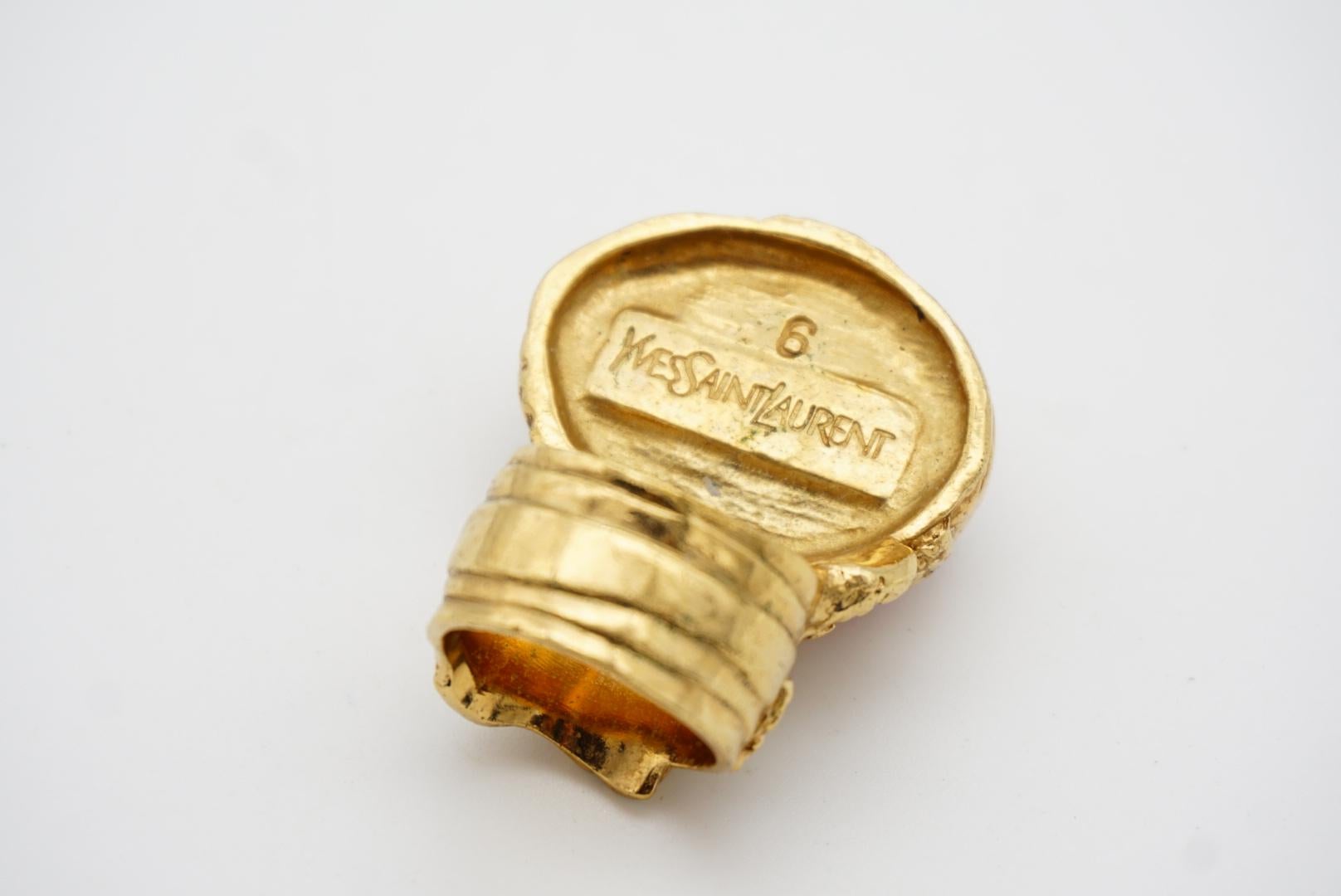 Yves Saint Laurent YSL Bague Arty avec cabochon vert doux transparent, Taille 6 7