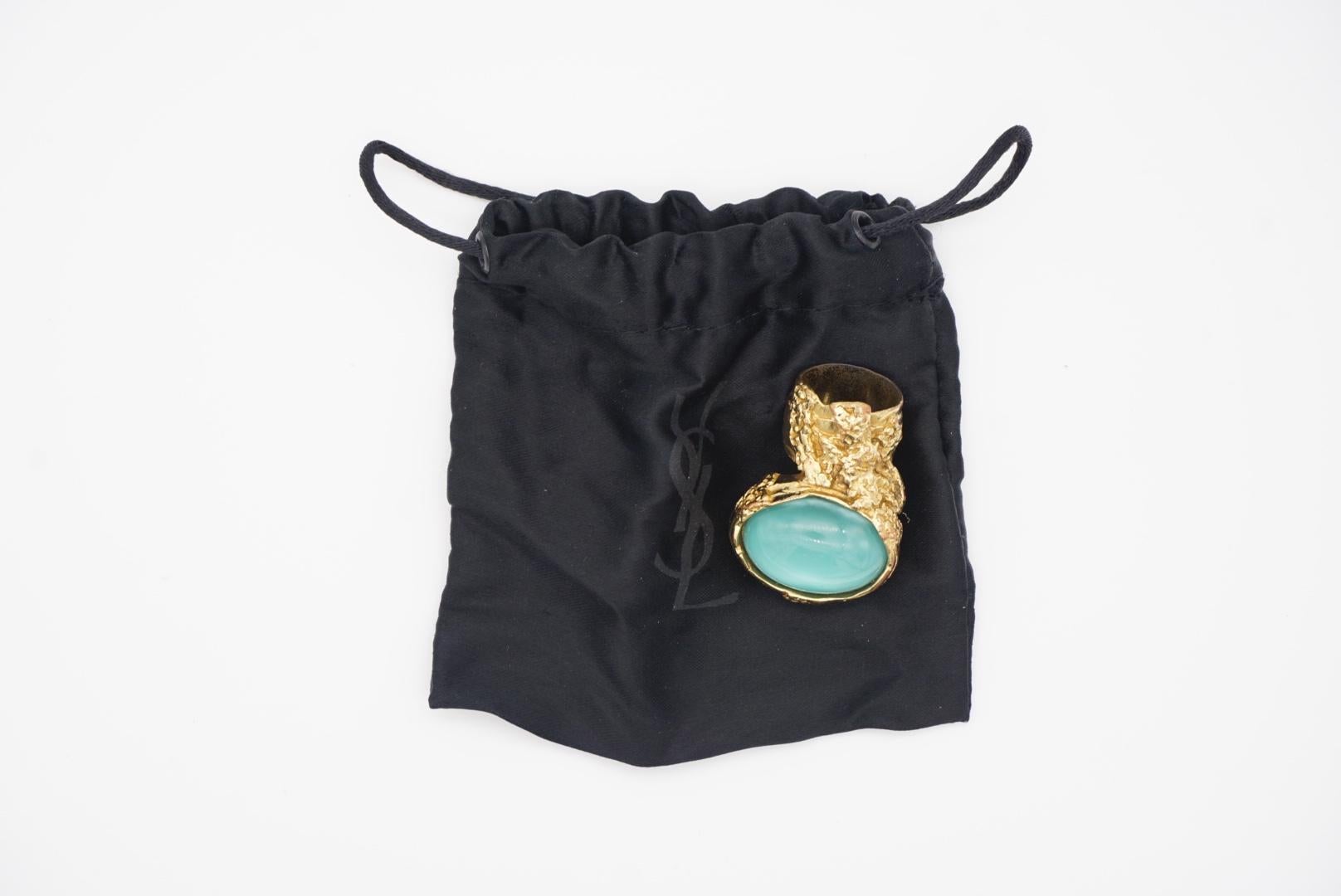 Yves Saint Laurent YSL Arty Clear Soft Green Anello d'oro con dichiarazione, misura 6 5