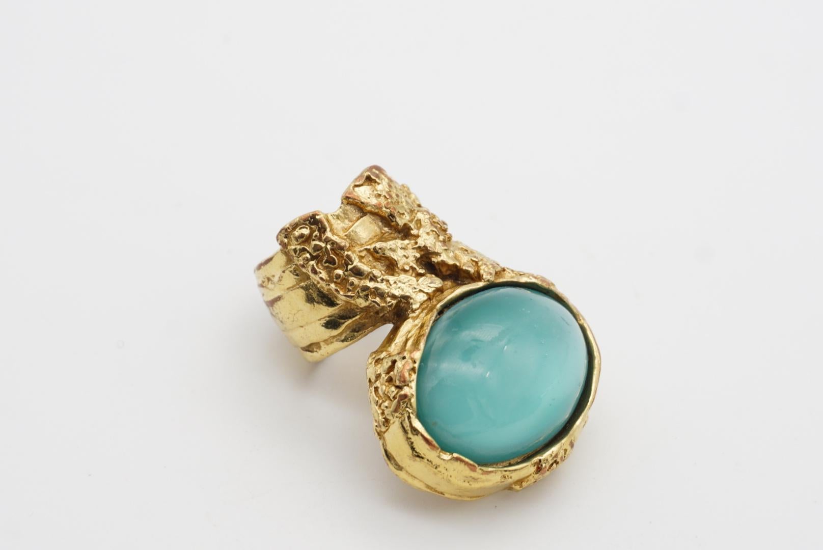 Yves Saint Laurent YSL Arty Clear Soft Green Anello d'oro con dichiarazione, misura 6 6