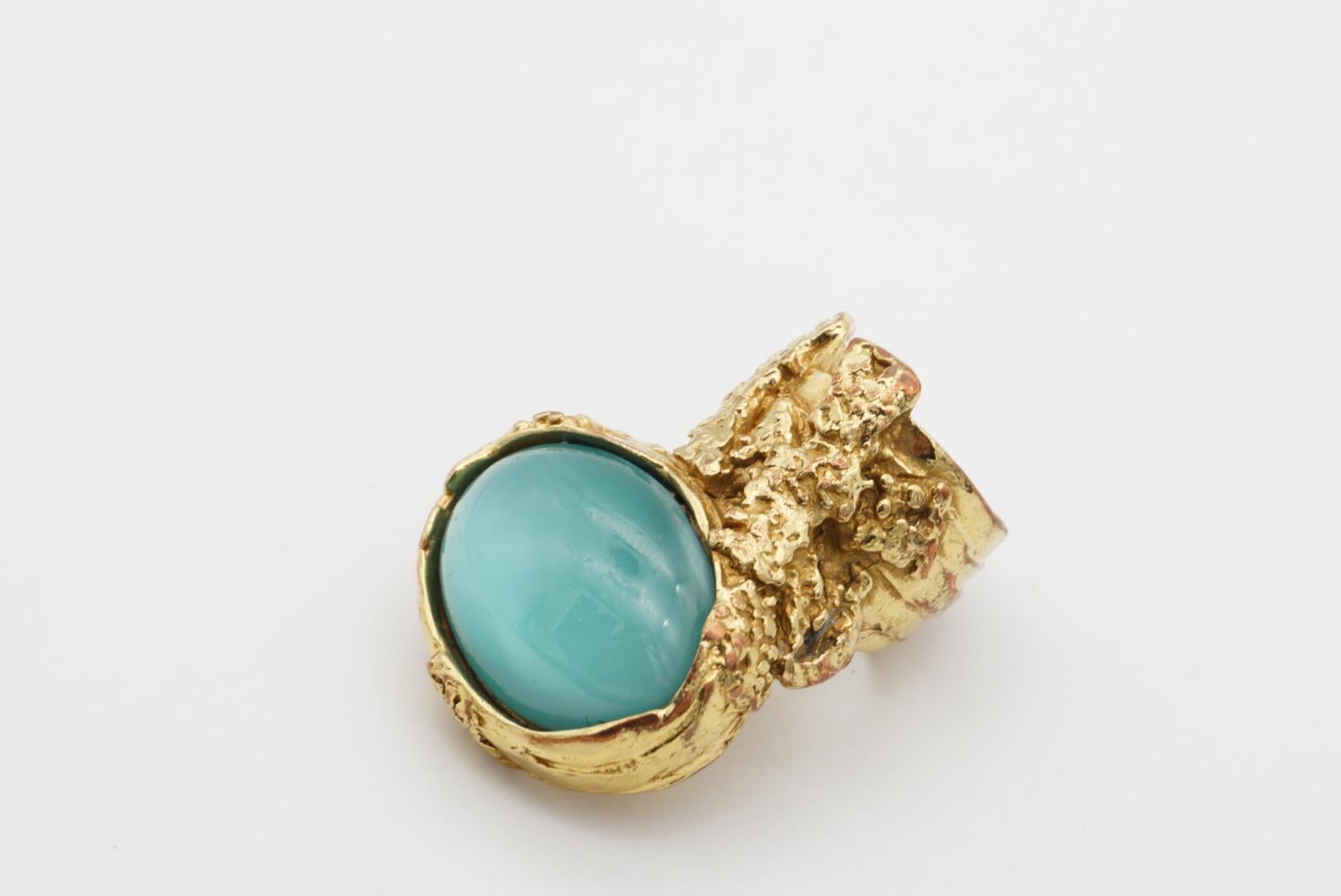Yves Saint Laurent YSL Arty Clear Soft Green Anello d'oro con dichiarazione, misura 6 7