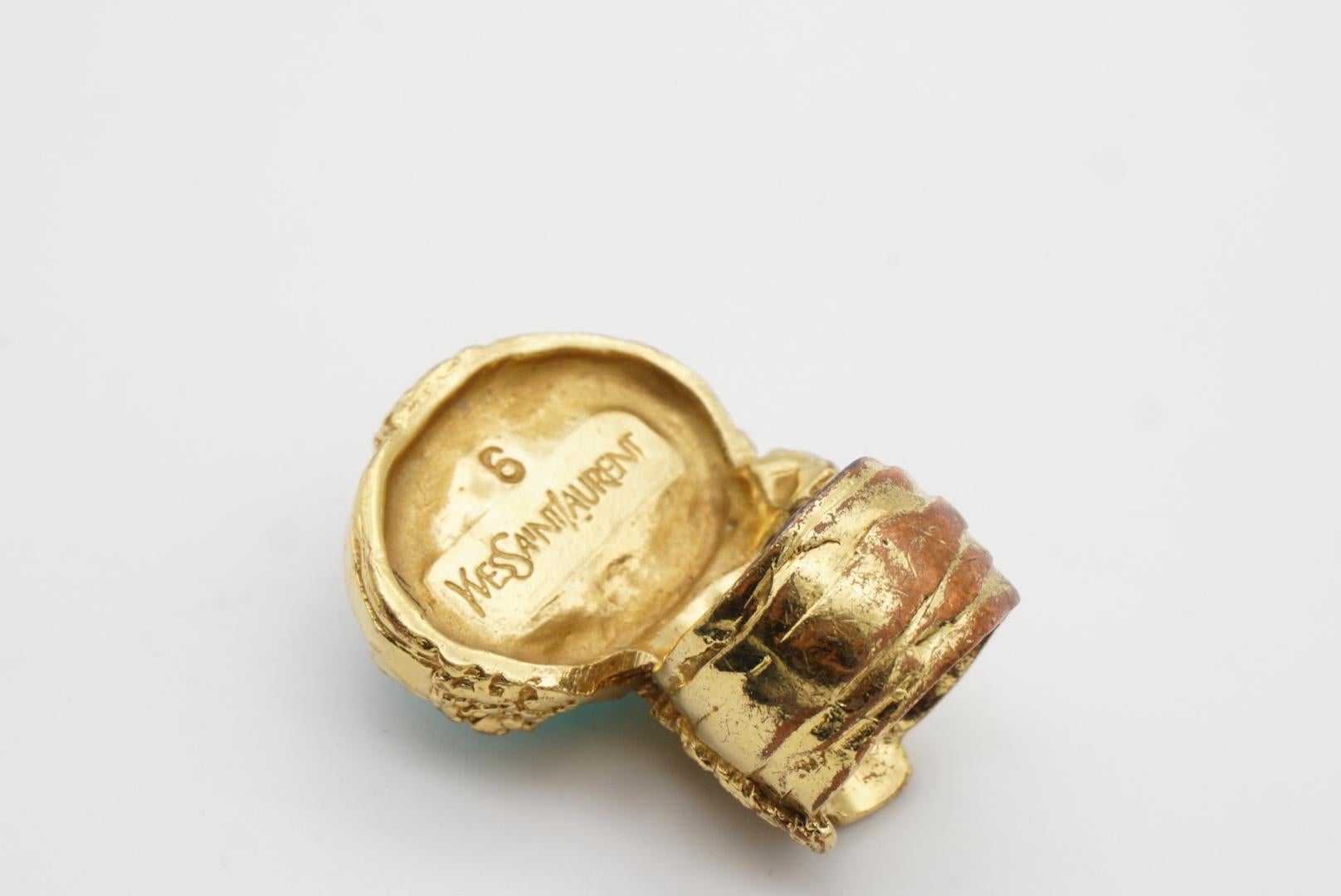 Yves Saint Laurent YSL Arty Clear Soft Green Anello d'oro con dichiarazione, misura 6 8