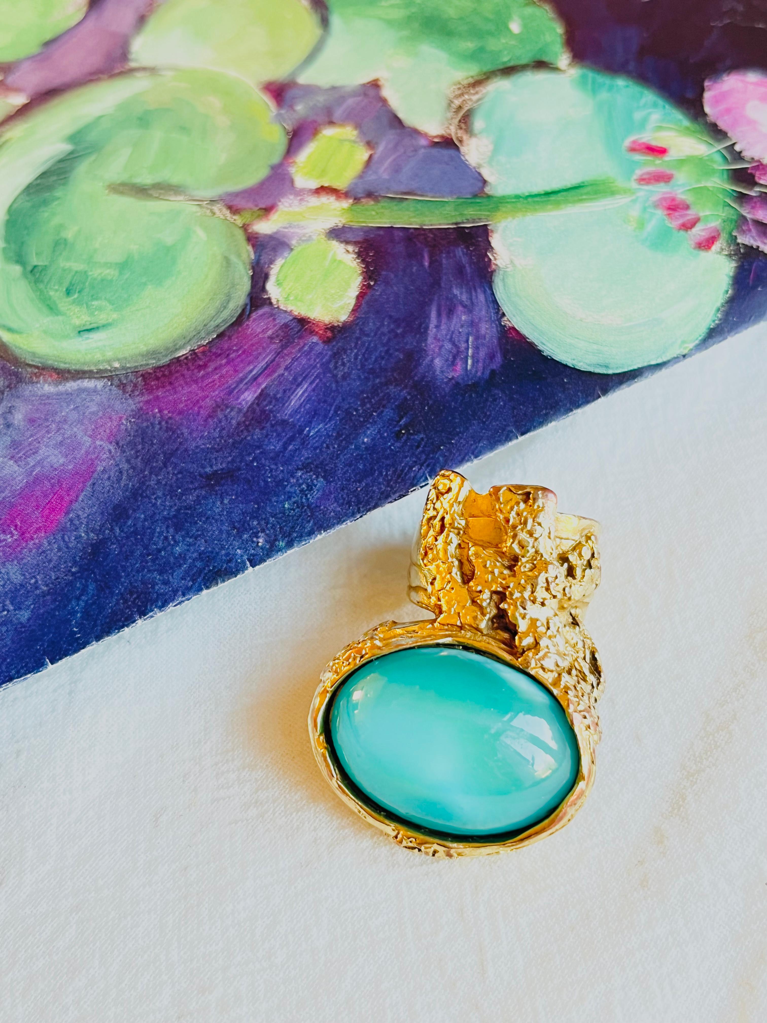 Yves Saint Laurent YSL Arty Clear Soft Green Anello d'oro con dichiarazione, misura 6 In condizioni buone a Wokingham, England