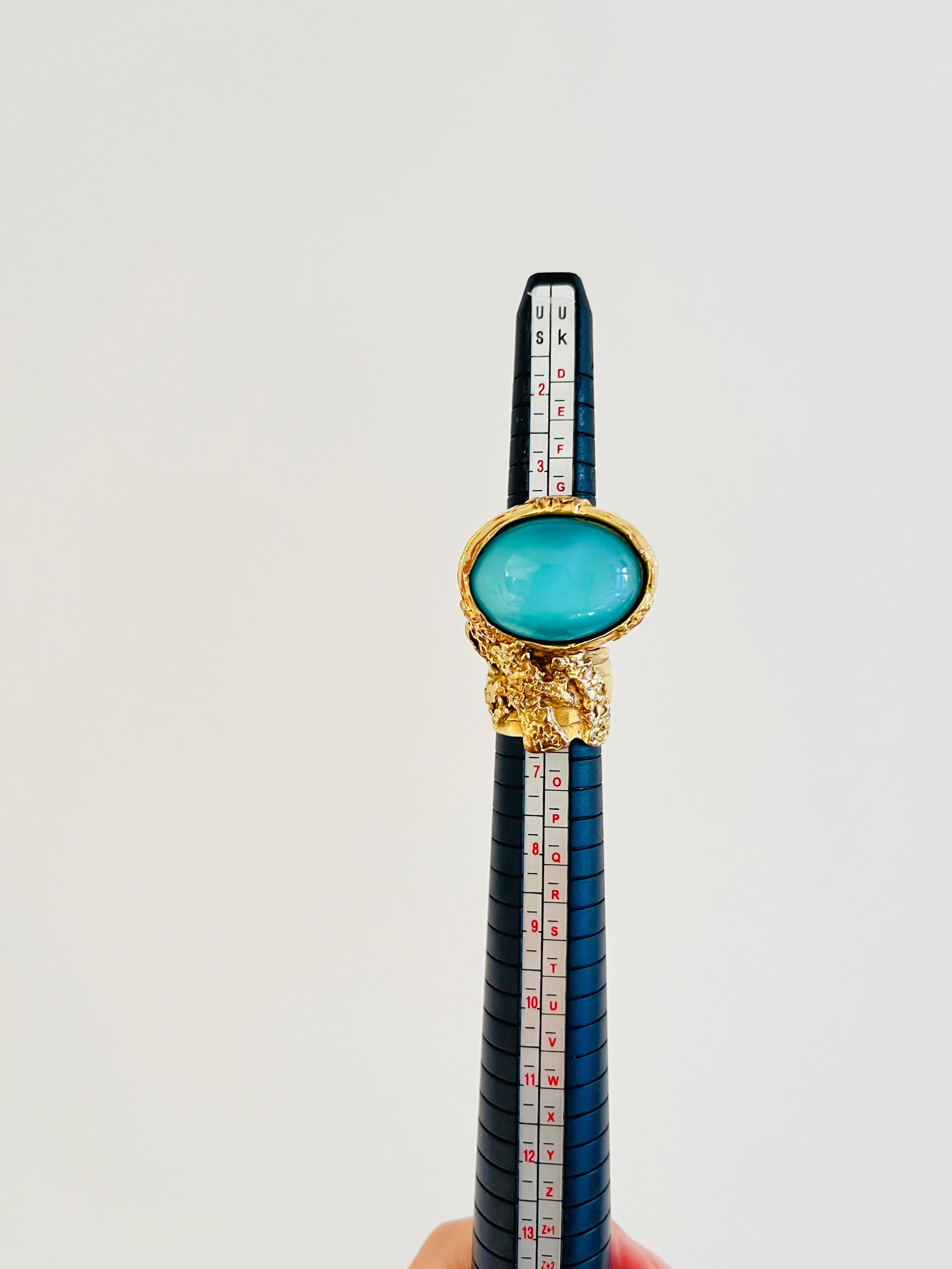 Yves Saint Laurent YSL Arty Clear Soft Green Anello d'oro con dichiarazione, misura 6 3