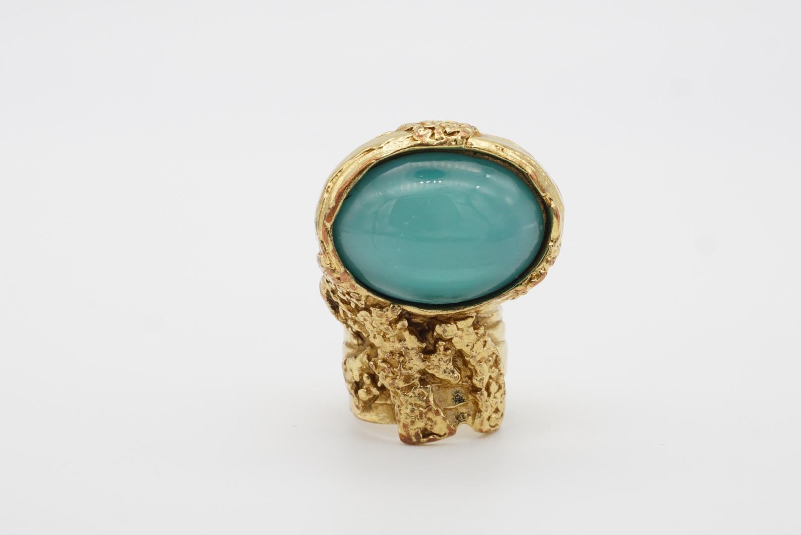 Yves Saint Laurent YSL Arty Clear Soft Green Anello d'oro con dichiarazione, misura 6 4
