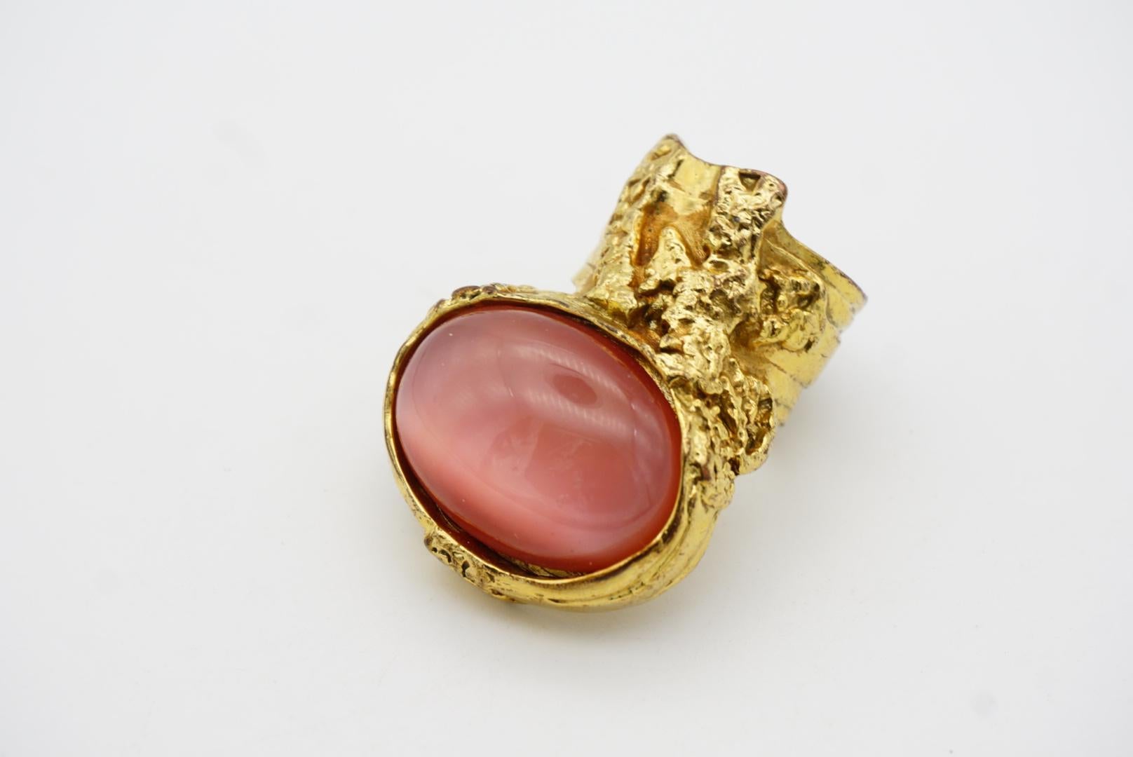 Yves Saint Laurent YSL Arty Clear Soft Pink Cabochon Chunky Gold Ring, Size 8  In Good Condition In Wokingham, England