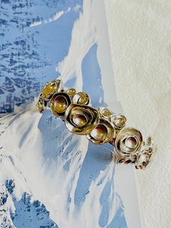 Yves Saint Laurent YSL Arty Cluster Flower Statement Chunky Cuff Silver Bracelet