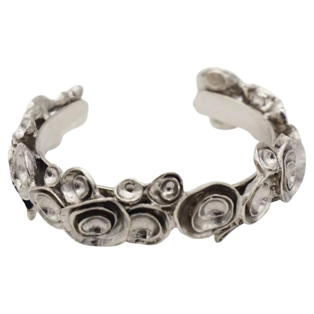 Yves Saint Laurent YSL Bracciale Modernista d'Argento con Fiori a Cluster Arty in vendita