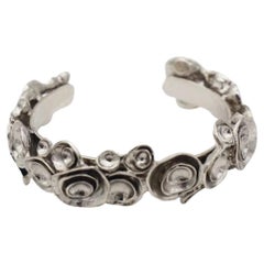 Yves Saint Laurent YSL Arty Cluster Swirl Flower Silver Modernist Cuff Bracelet
