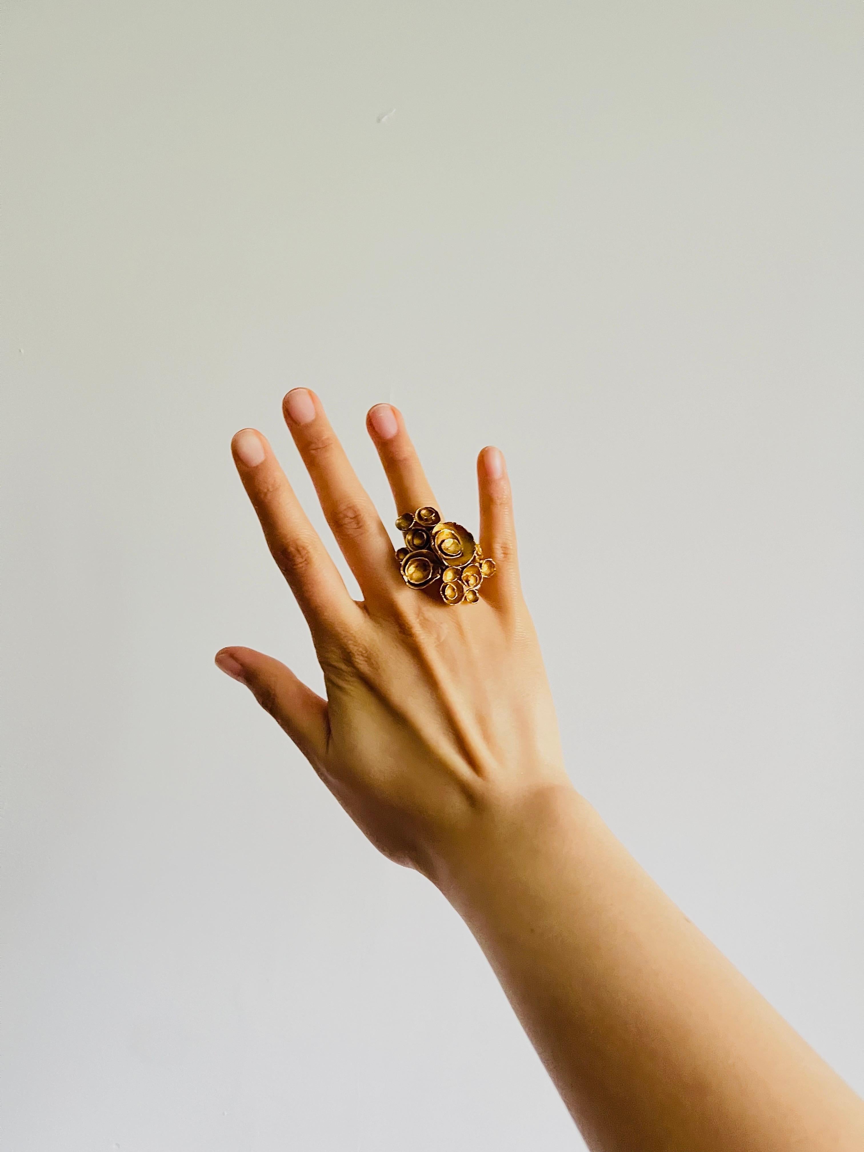 Yves Saint Laurent YSL Arty Cluster Wirbel Blumen Statement Goldring, Größe 7 im Angebot 3
