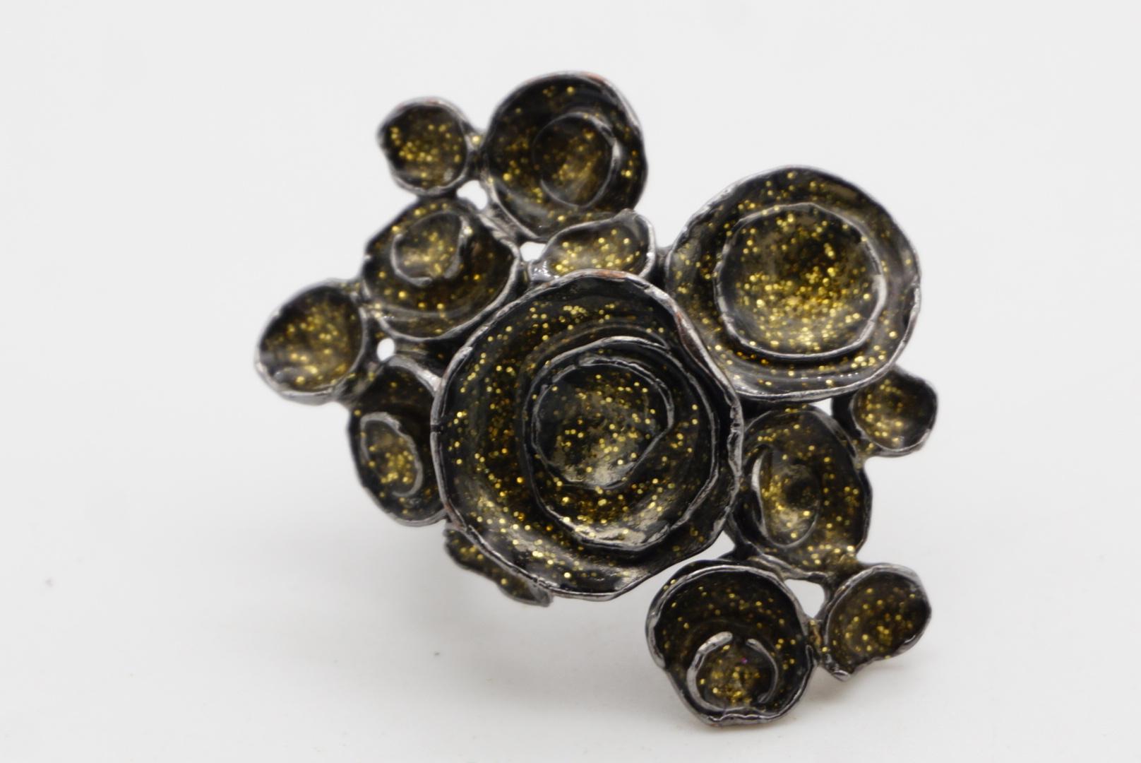 Anillo de cóctel Yves Saint Laurent YSL Arty Glitter Cluster Swirl Flowers, talla 7 en venta 6