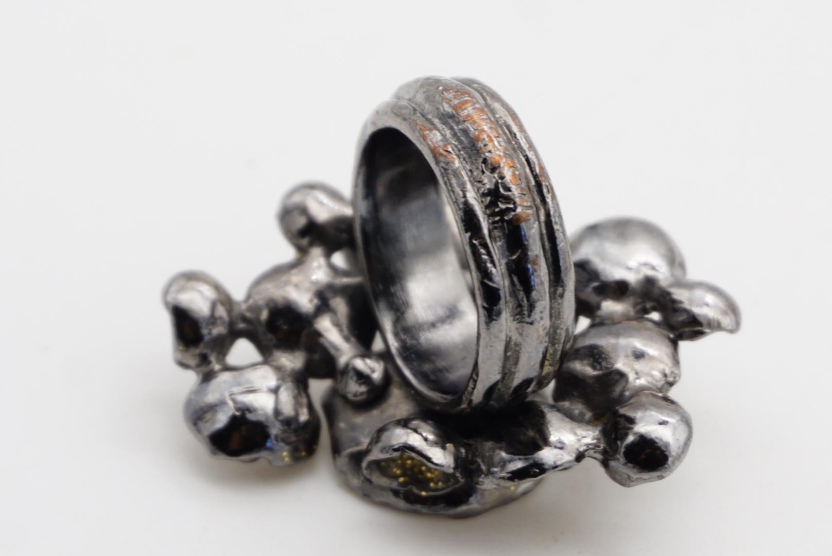 Anillo de cóctel Yves Saint Laurent YSL Arty Glitter Cluster Swirl Flowers, talla 7 en venta 8
