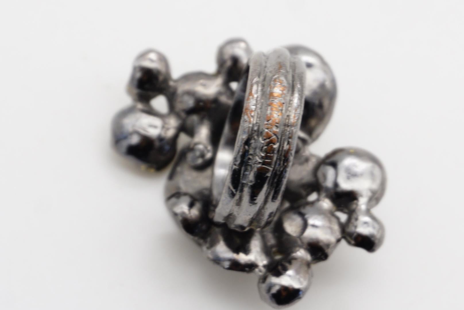 Anillo de cóctel Yves Saint Laurent YSL Arty Glitter Cluster Swirl Flowers, talla 7 en venta 9