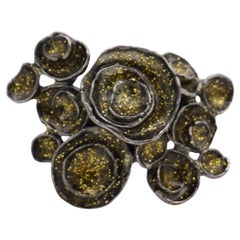 Yves Saint Laurent YSL Arty Glitter Cluster Swirl Flowers Cocktail Ring, Size 7
