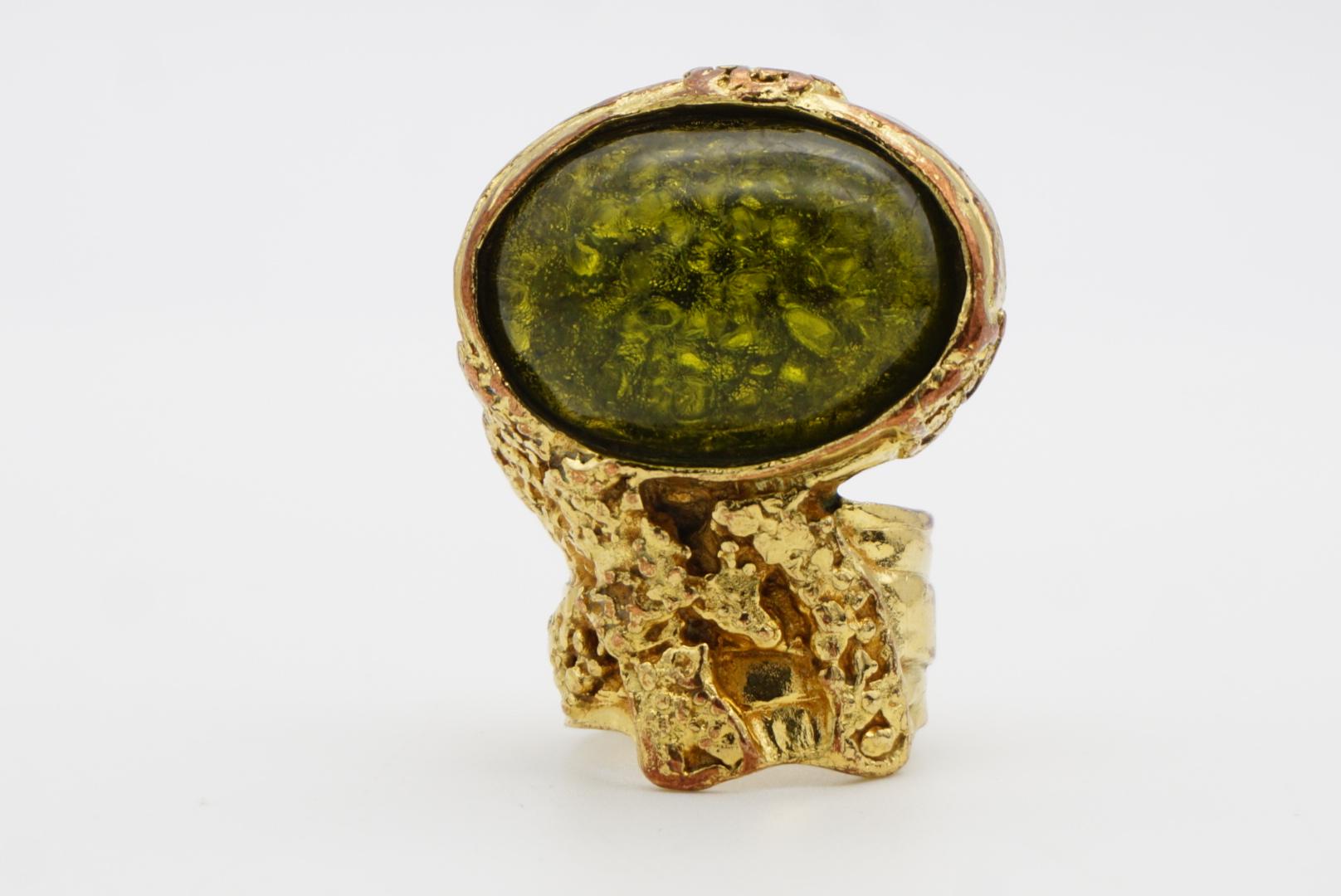 Yves Saint Laurent YSL Arty Grass Green Cabochon Statement Cocktail Ring, Size 6 in vendita 6