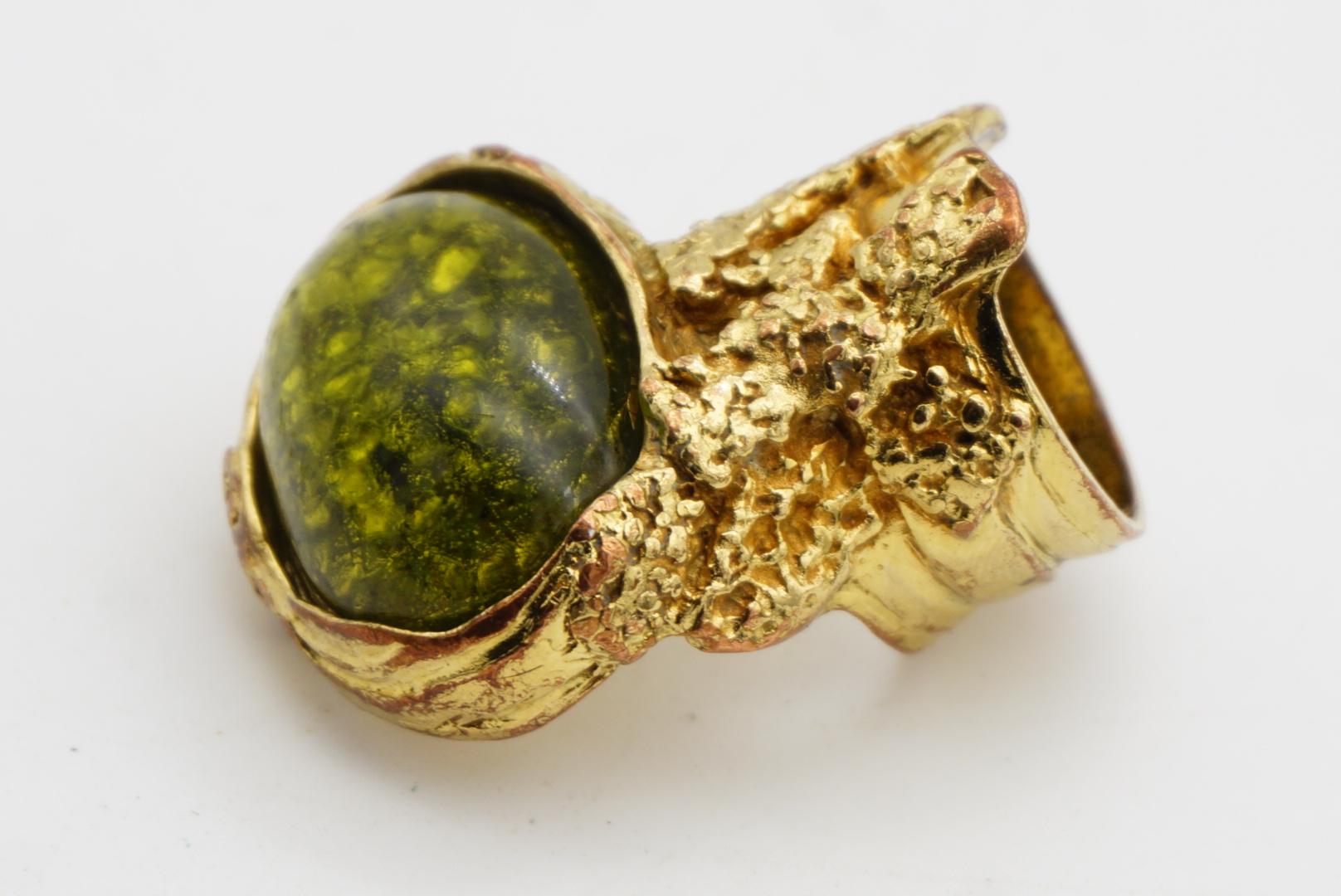 Yves Saint Laurent YSL Arty Grass Green Cabochon Statement Cocktail Ring, Size 6 in vendita 7