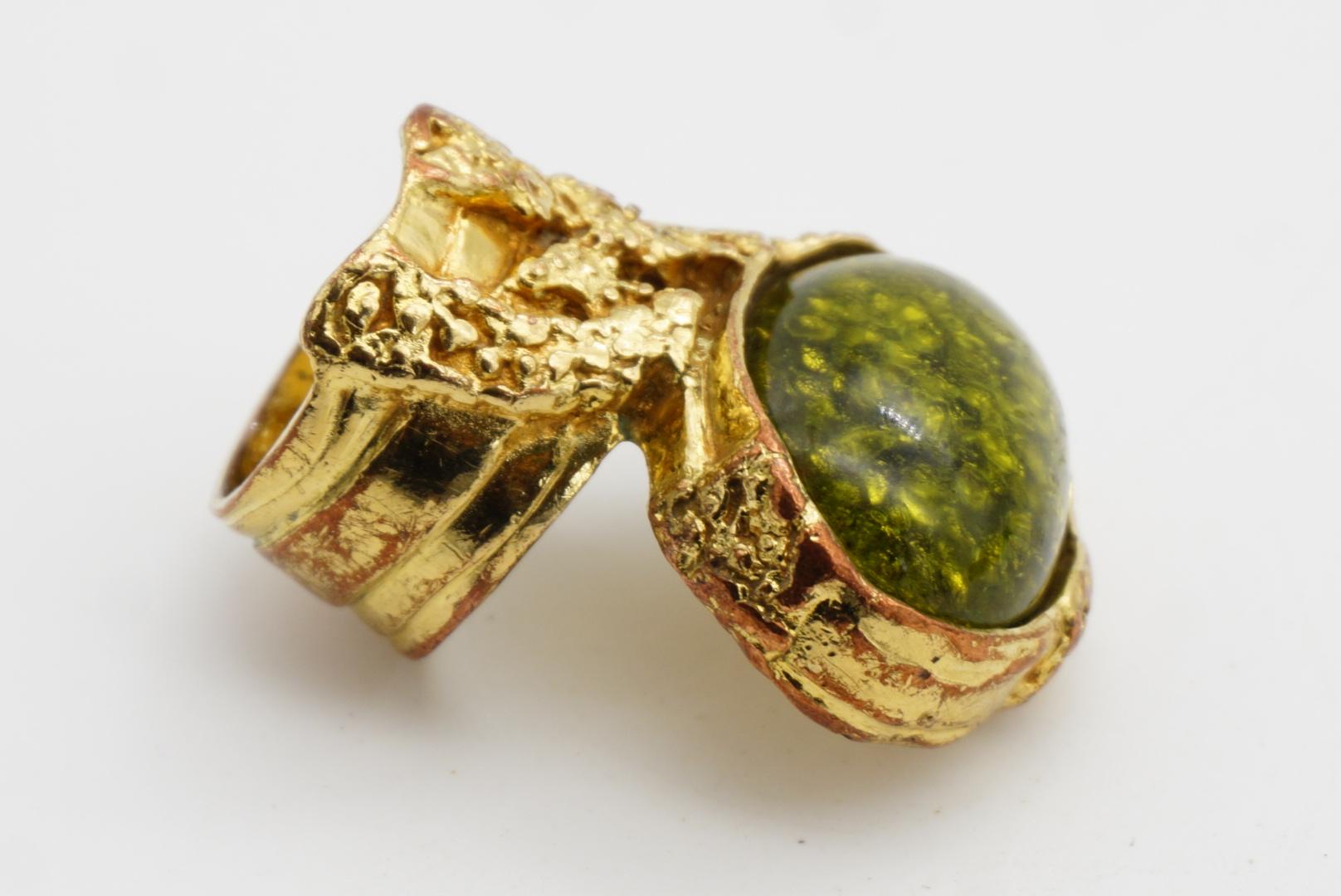 Yves Saint Laurent YSL Arty Grass Green Cabochon Statement Cocktail Ring, Size 6 in vendita 8