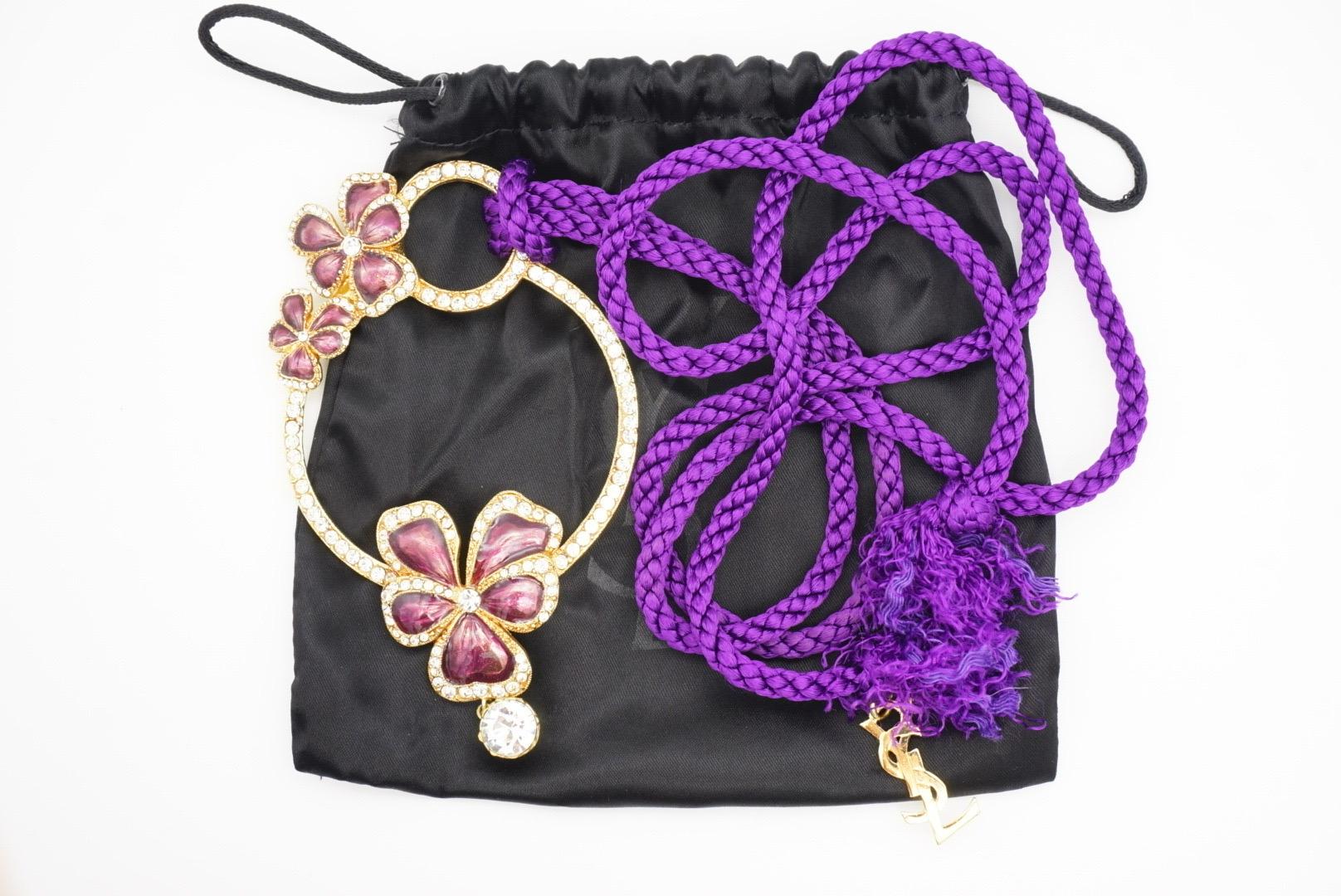 Yves Saint Laurent YSL Arty Enorme Collana lunga di cristalli con nappe a forma di viola viola, con fiori di pansé e di fiori di zucca in vendita 5