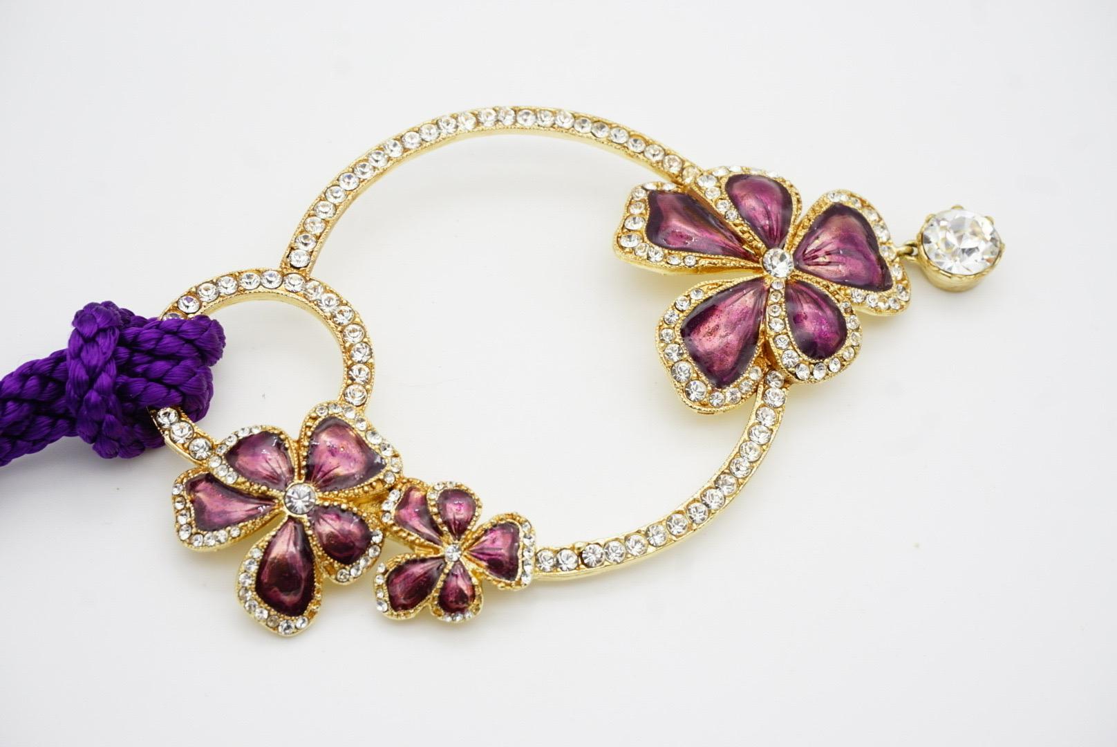Yves Saint Laurent YSL Arty Enorme Collana lunga di cristalli con nappe a forma di viola viola, con fiori di pansé e di fiori di zucca in vendita 10