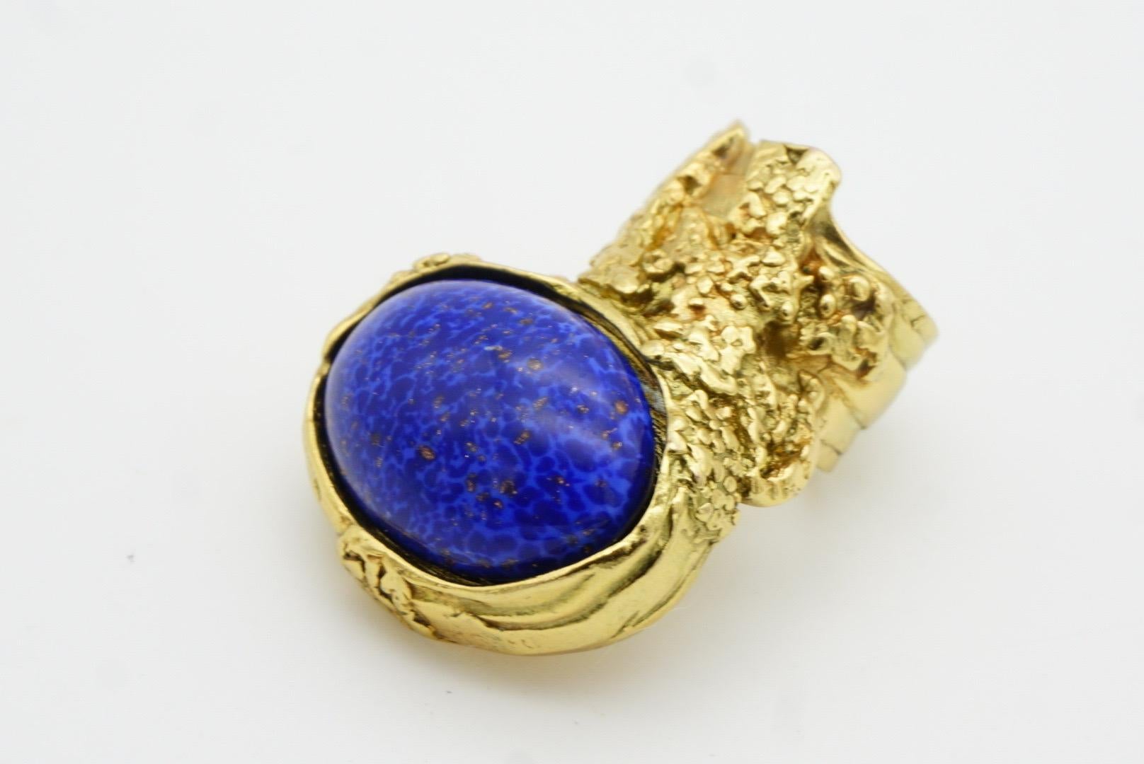 Yves Saint Laurent YSL Arty Lapis Navy Cabochon Statement Bague de cocktail, Taille 5 en vente 5