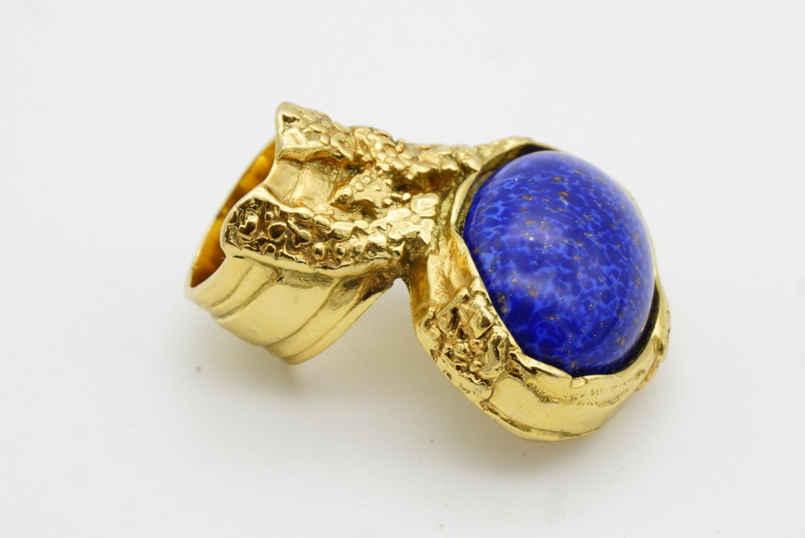 Yves Saint Laurent YSL Arty Lapis Navy Cabochon Statement Bague de cocktail, Taille 5 en vente 6