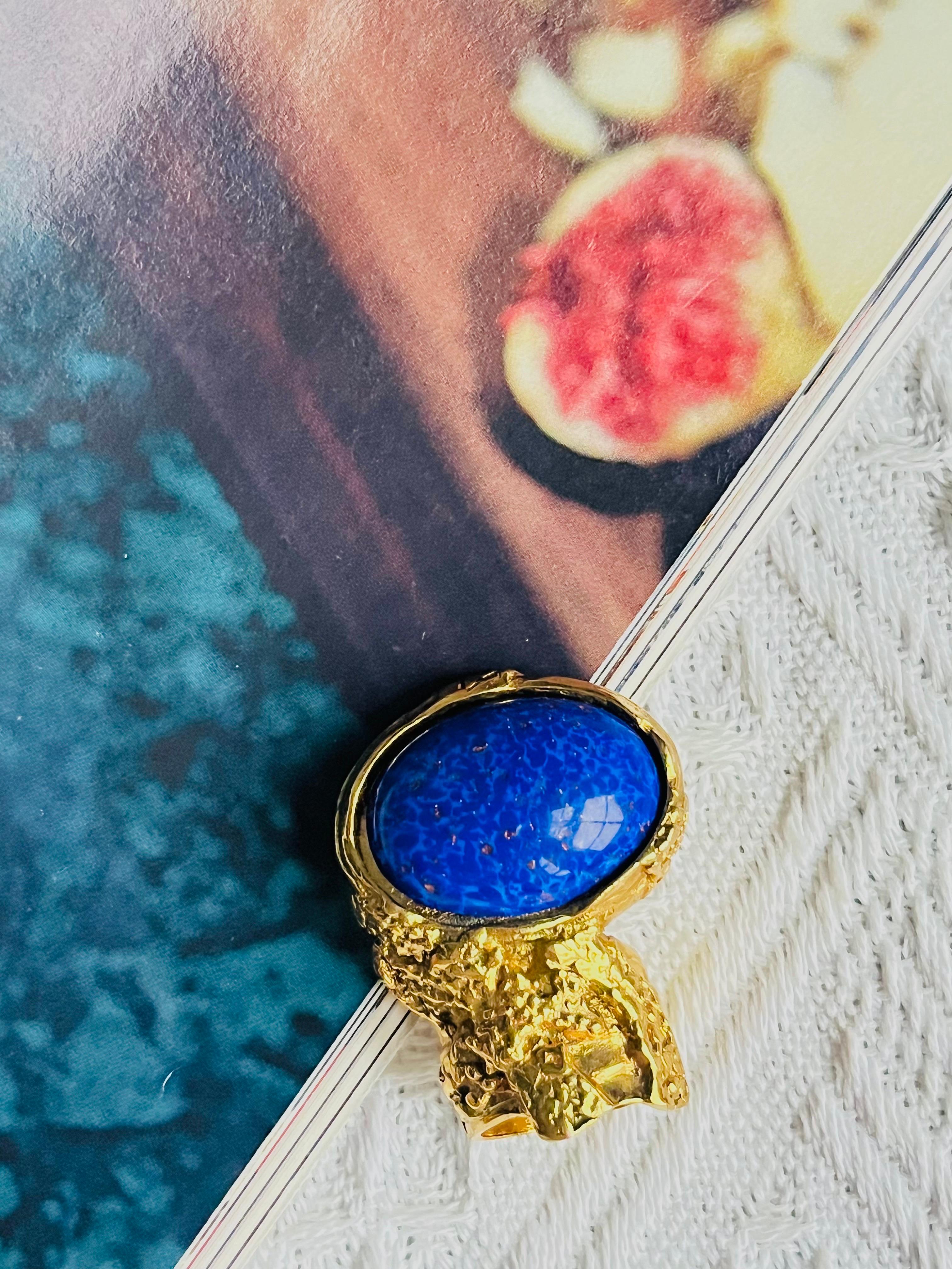 Yves Saint Laurent YSL Arty Lapis Marine Cabochon Statement-Cocktailring, Größe 5 für Damen oder Herren