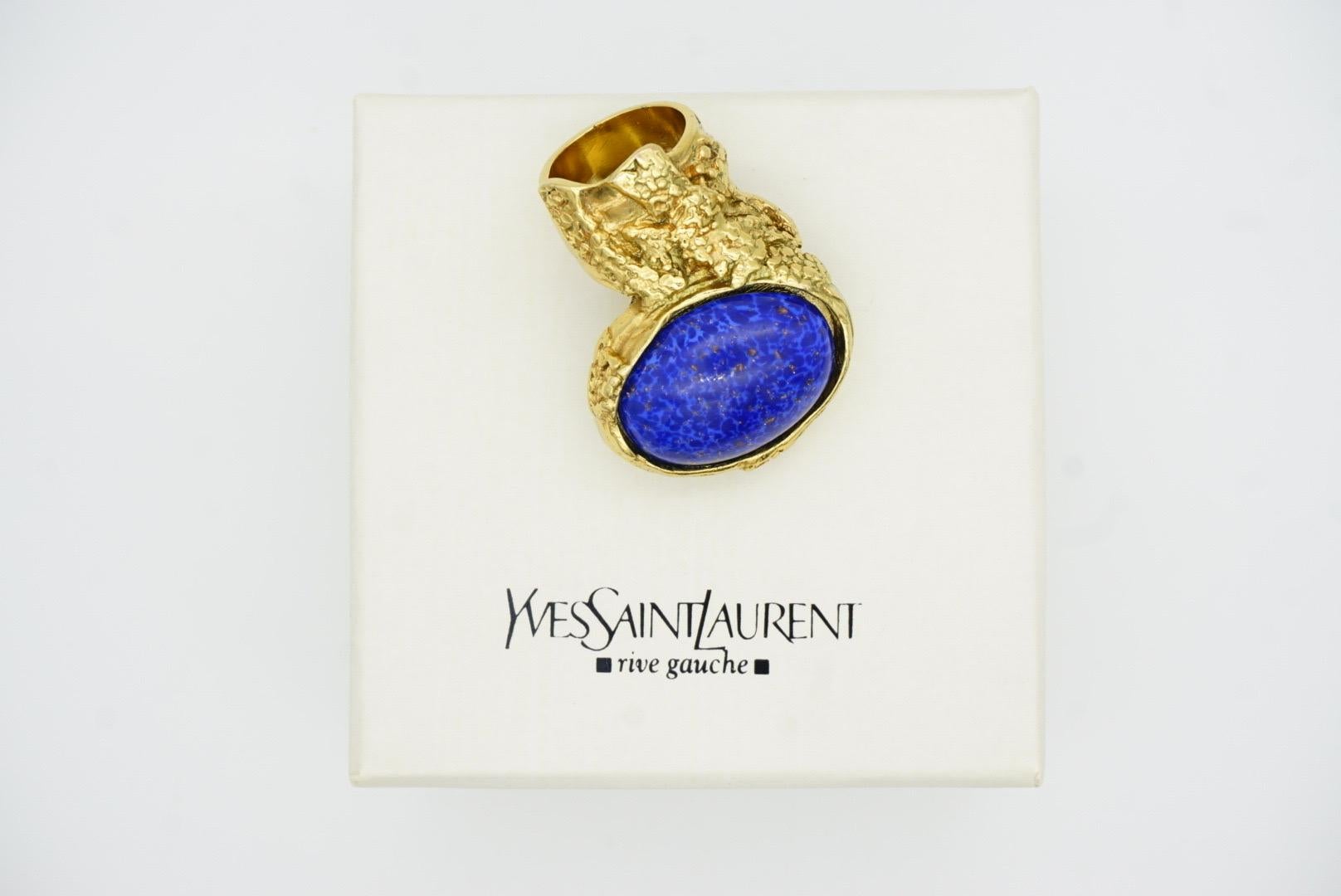 Yves Saint Laurent YSL Arty Lapis Navy Cabochon Statement Bague de cocktail, Taille 5 en vente 4