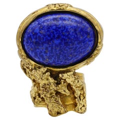 Yves Saint Laurent YSL Arty Lapis Navy Statement Chunky Cabochon Size 5 Ring