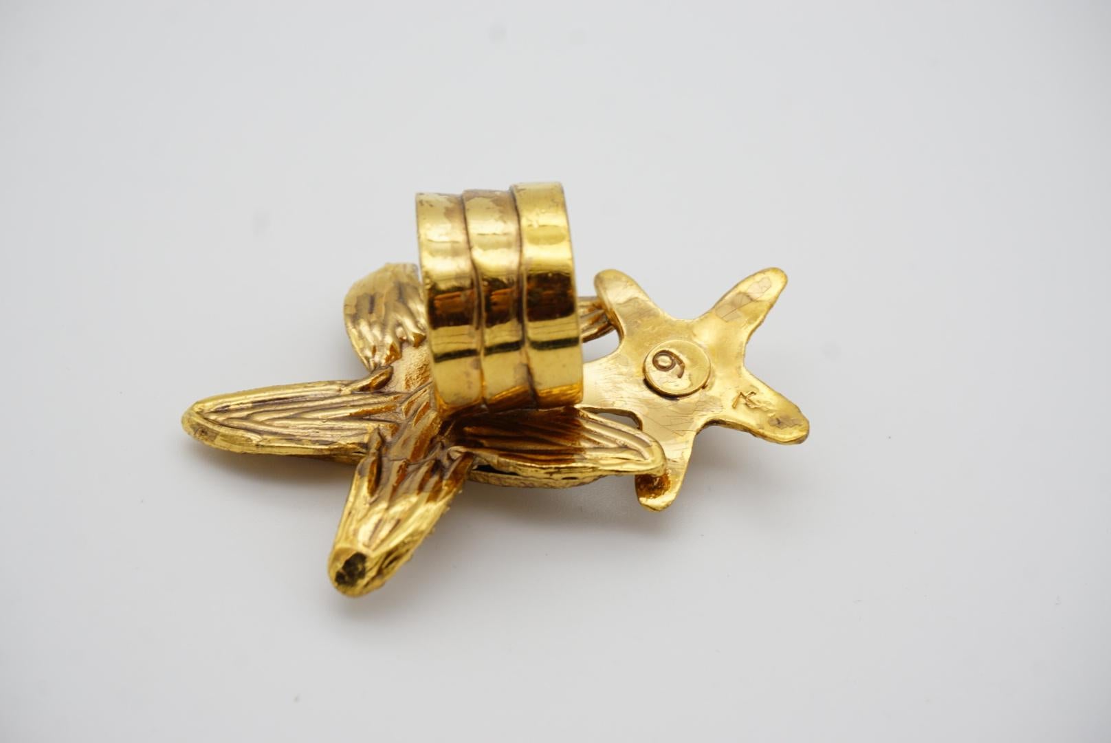 Yves Saint Laurent YSL Arty Large Double Starfish Statement Navy Dot Ring, US 6 in vendita 5