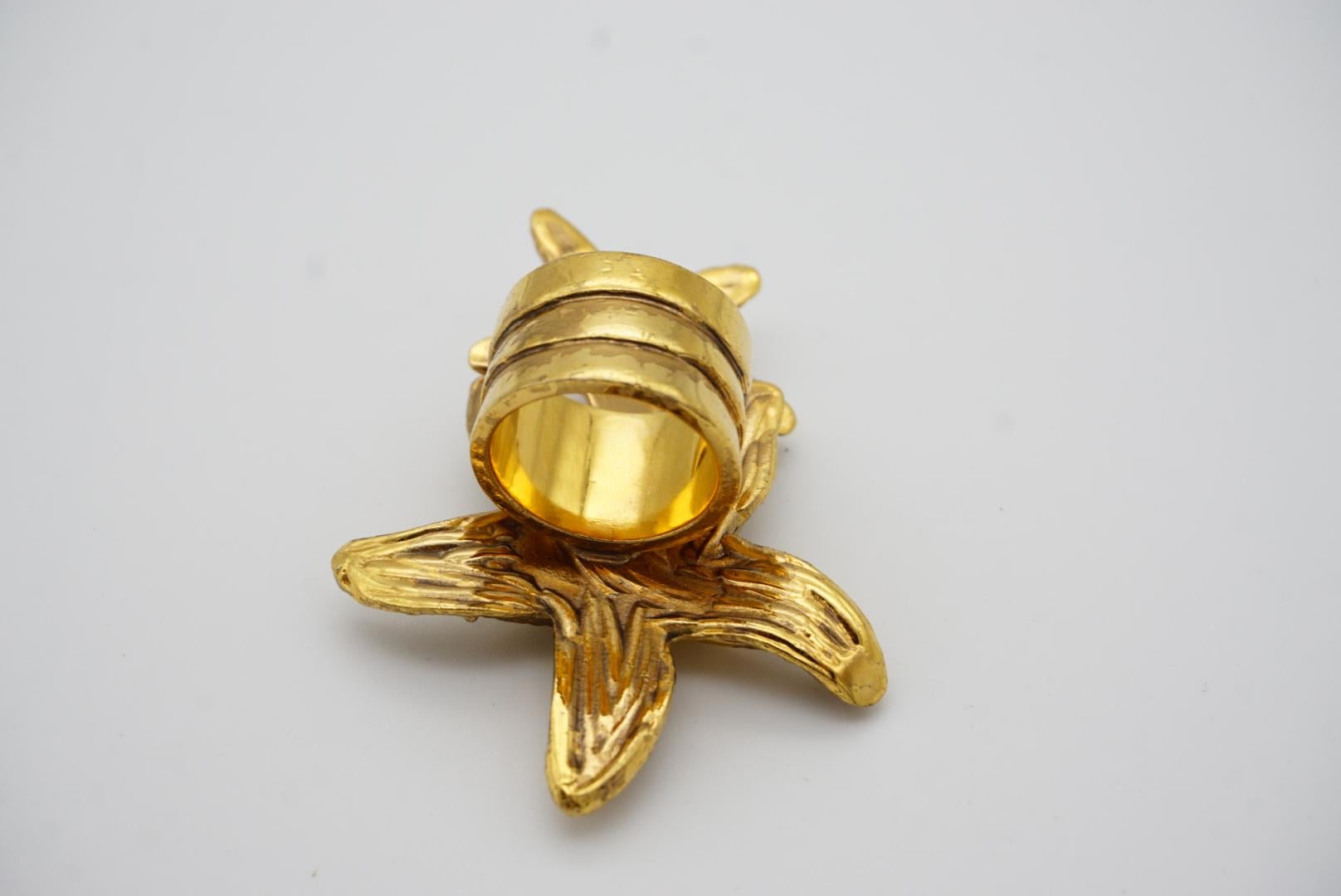 Yves Saint Laurent YSL Arty Large Double Starfish Statement Navy Dot Ring, US 6 in vendita 6