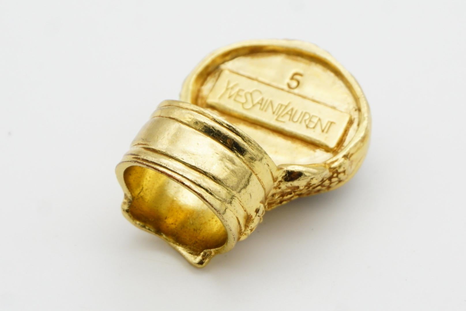Yves Saint Laurent YSL Arty Large Lapis Navy Cabochon Foil Cocktail Ring, US 5 For Sale 5