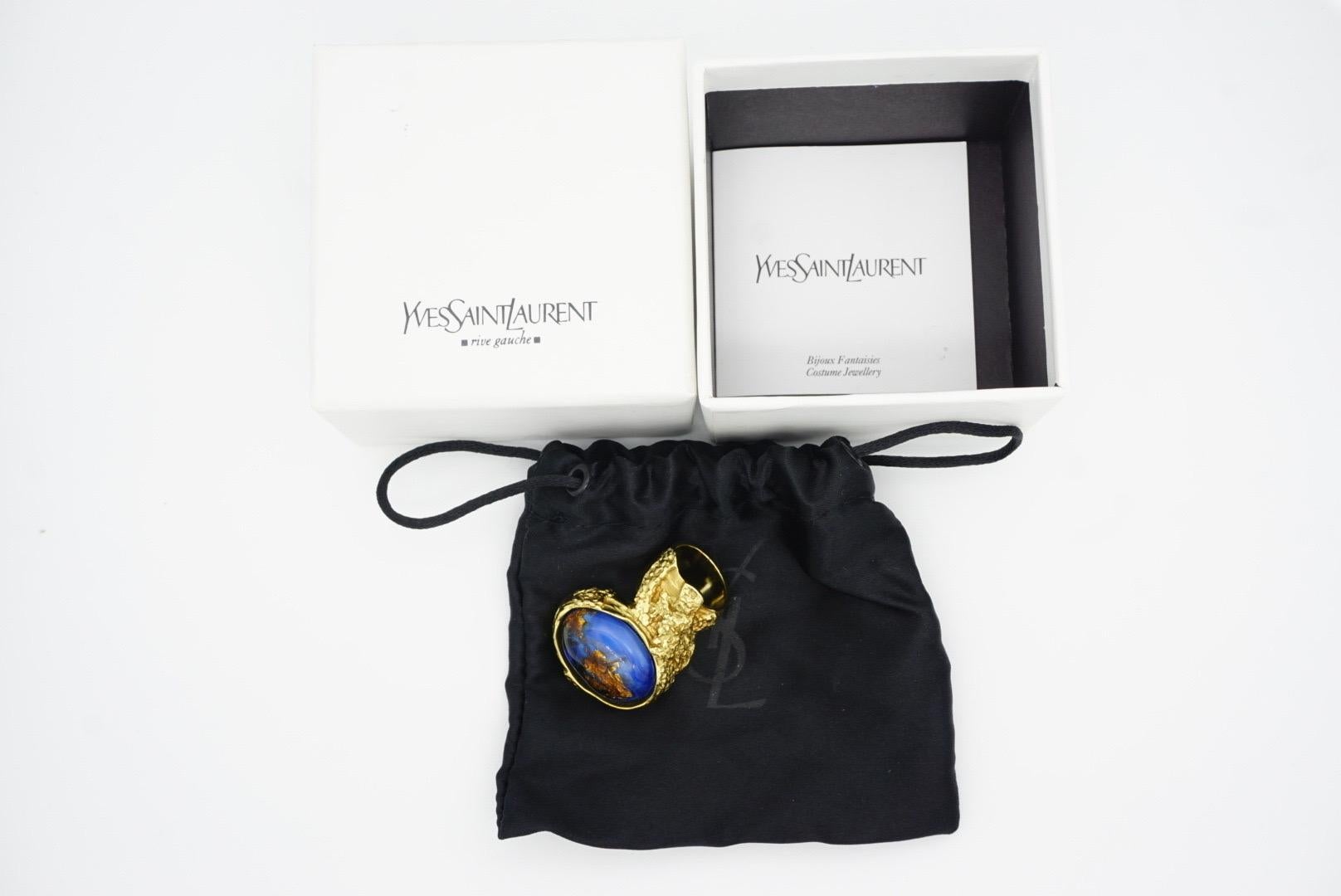 Yves Saint Laurent YSL Arty Gran Anillo de Cóctel con Cabujón de Lapislázuli Marino, US 5 en venta 6