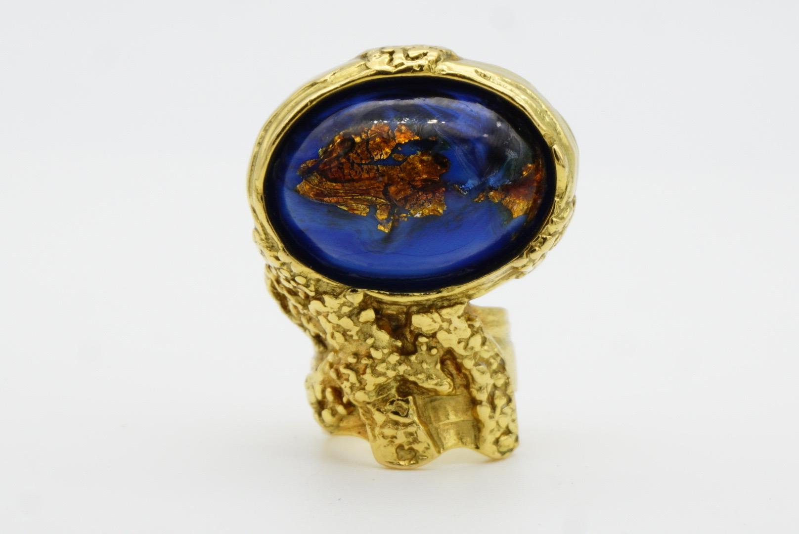 Yves Saint Laurent YSL Arty Gran Anillo de Cóctel con Cabujón de Lapislázuli Marino, US 5 en venta 7
