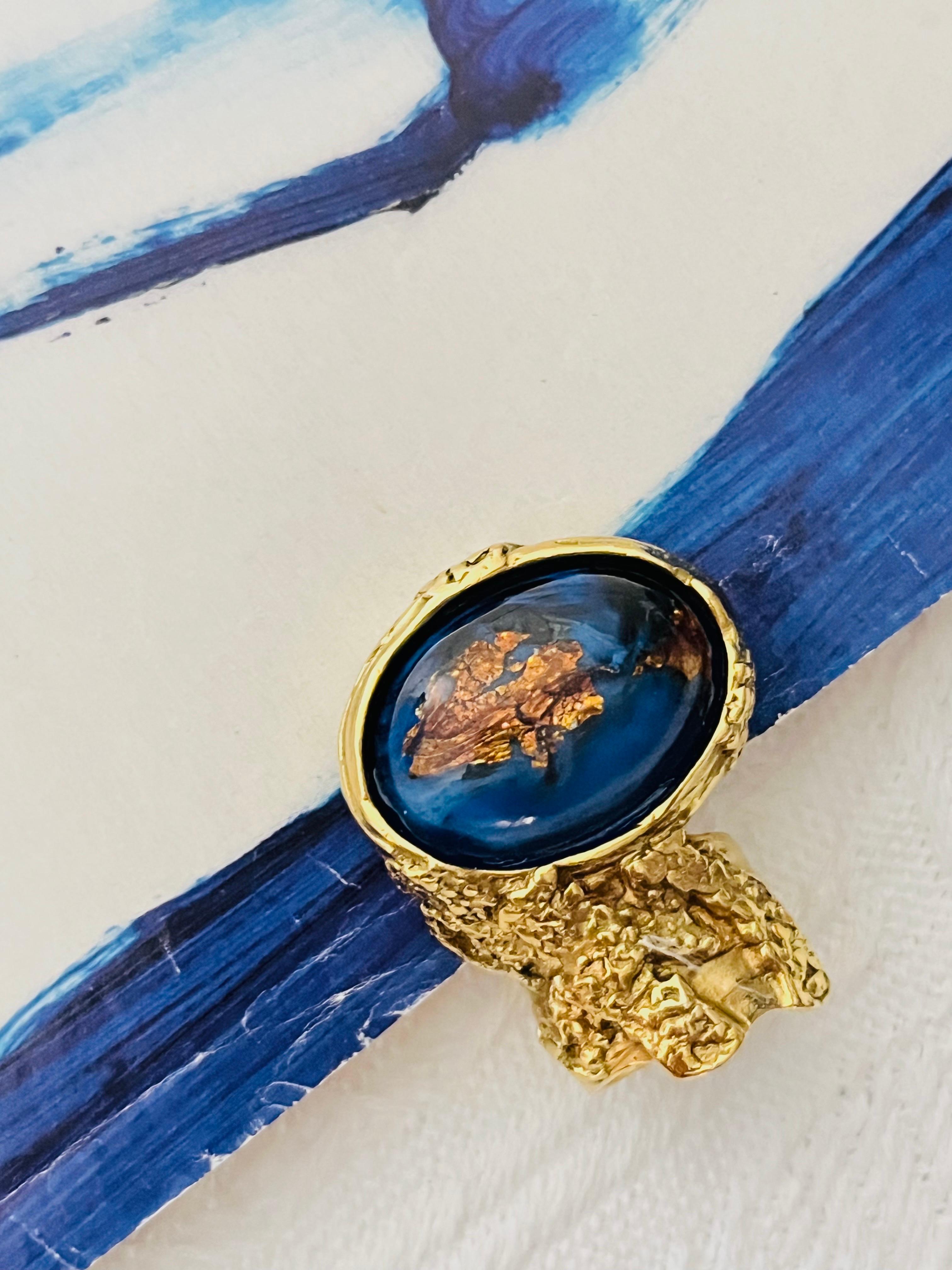 Yves Saint Laurent YSL Arty Gran Anillo de Cóctel con Cabujón de Lapislázuli Marino, US 5 Art Decó en venta