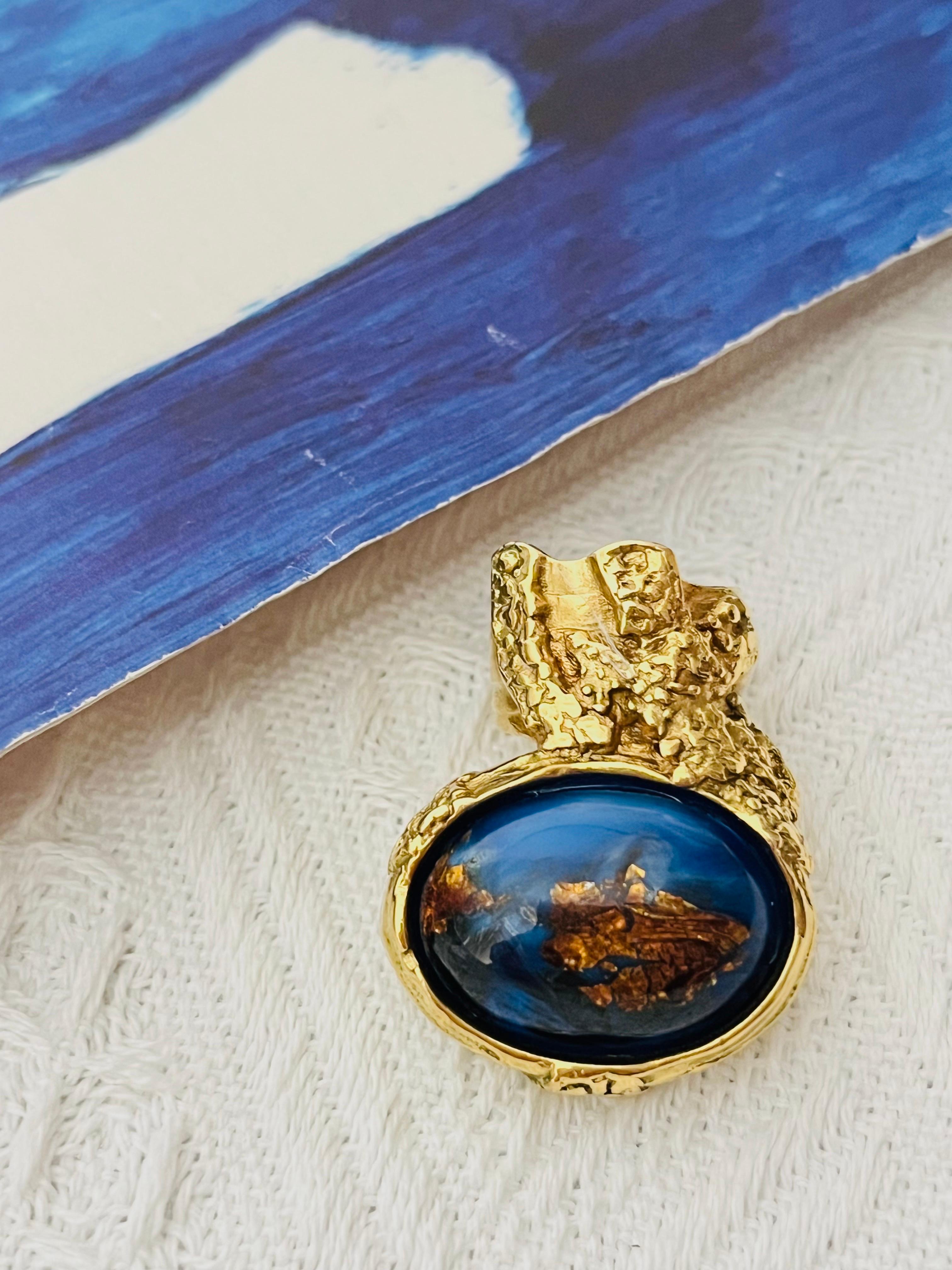 Femenino o masculino Yves Saint Laurent YSL Arty Gran Anillo de Cóctel con Cabujón de Lapislázuli Marino, US 5 en venta