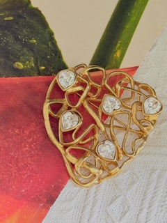 Yves Saint Laurent YSL Arty Massive Gold Crystals Openwork Statement Brooch