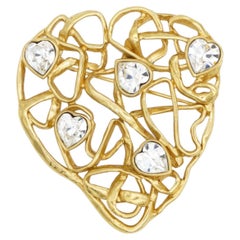 Yves Saint Laurent YSL Arty Massive Gold Crystals Openwork Statement Brooch