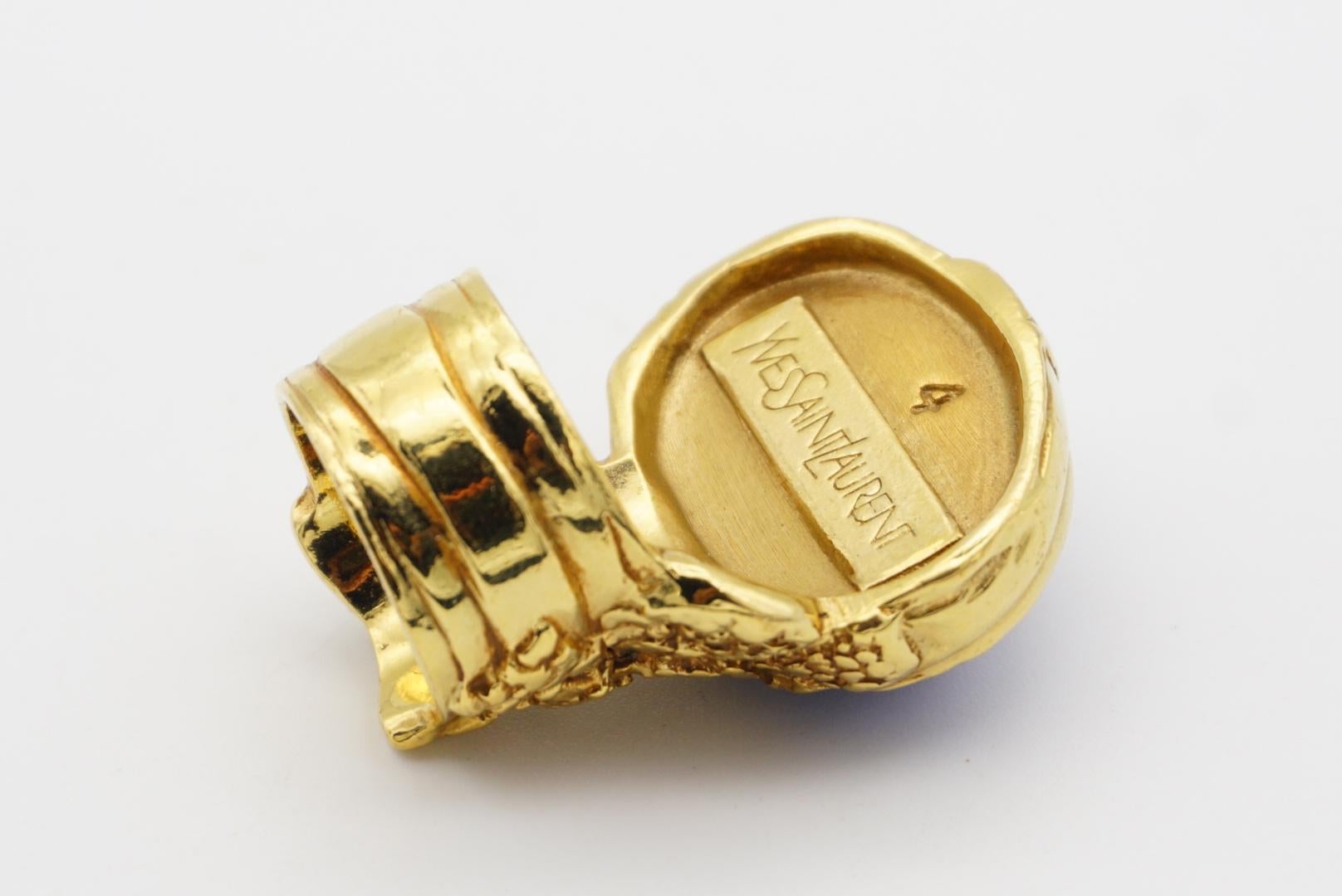 Yves Saint Laurent YSL Anello in oro con cabochon in lapis marino, US 4 6