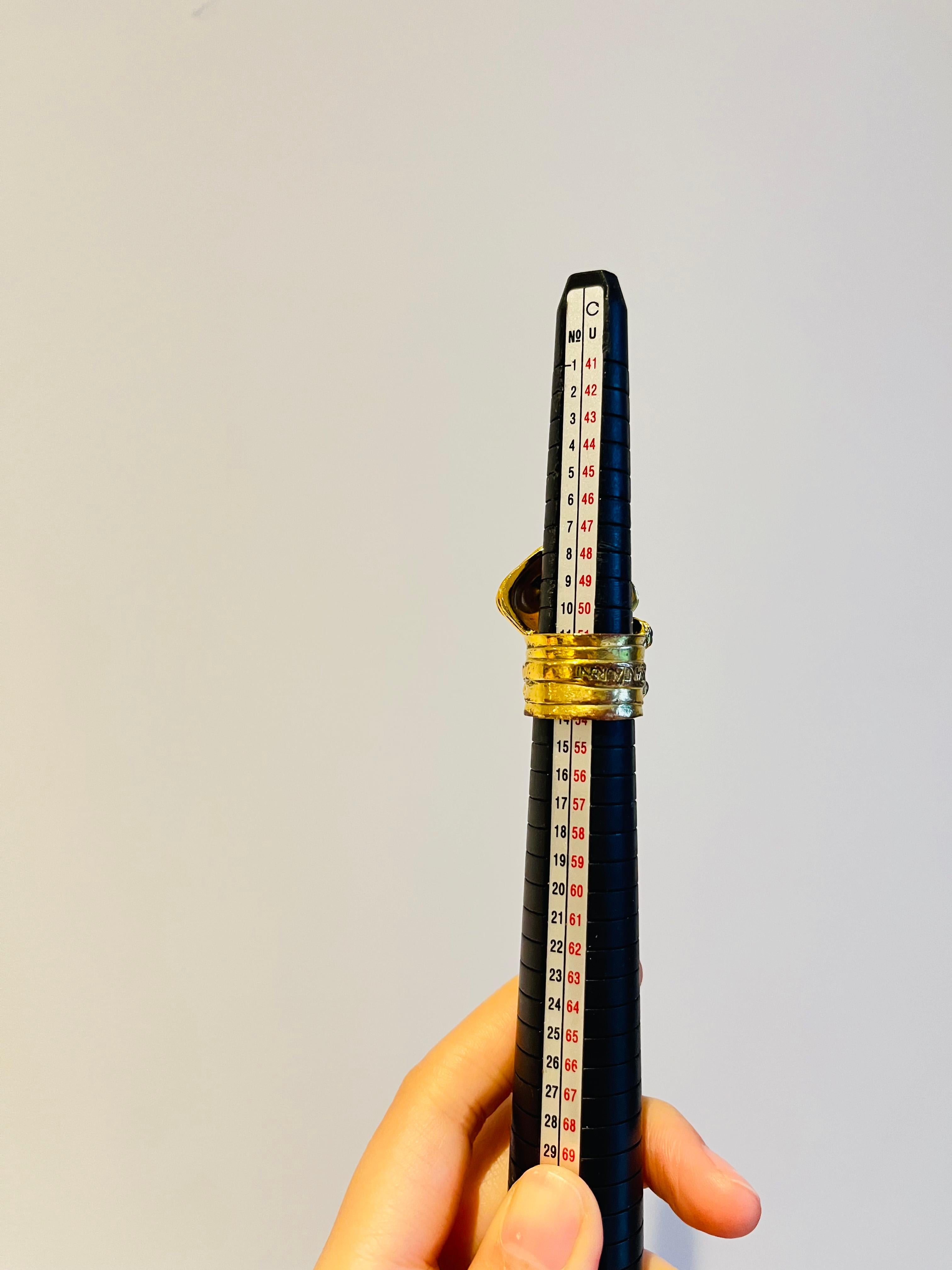 Yves Saint Laurent YSL Arty Navy Cabochon Enamel Dots Chunky Gold Ring, Taille 6 en vente 2