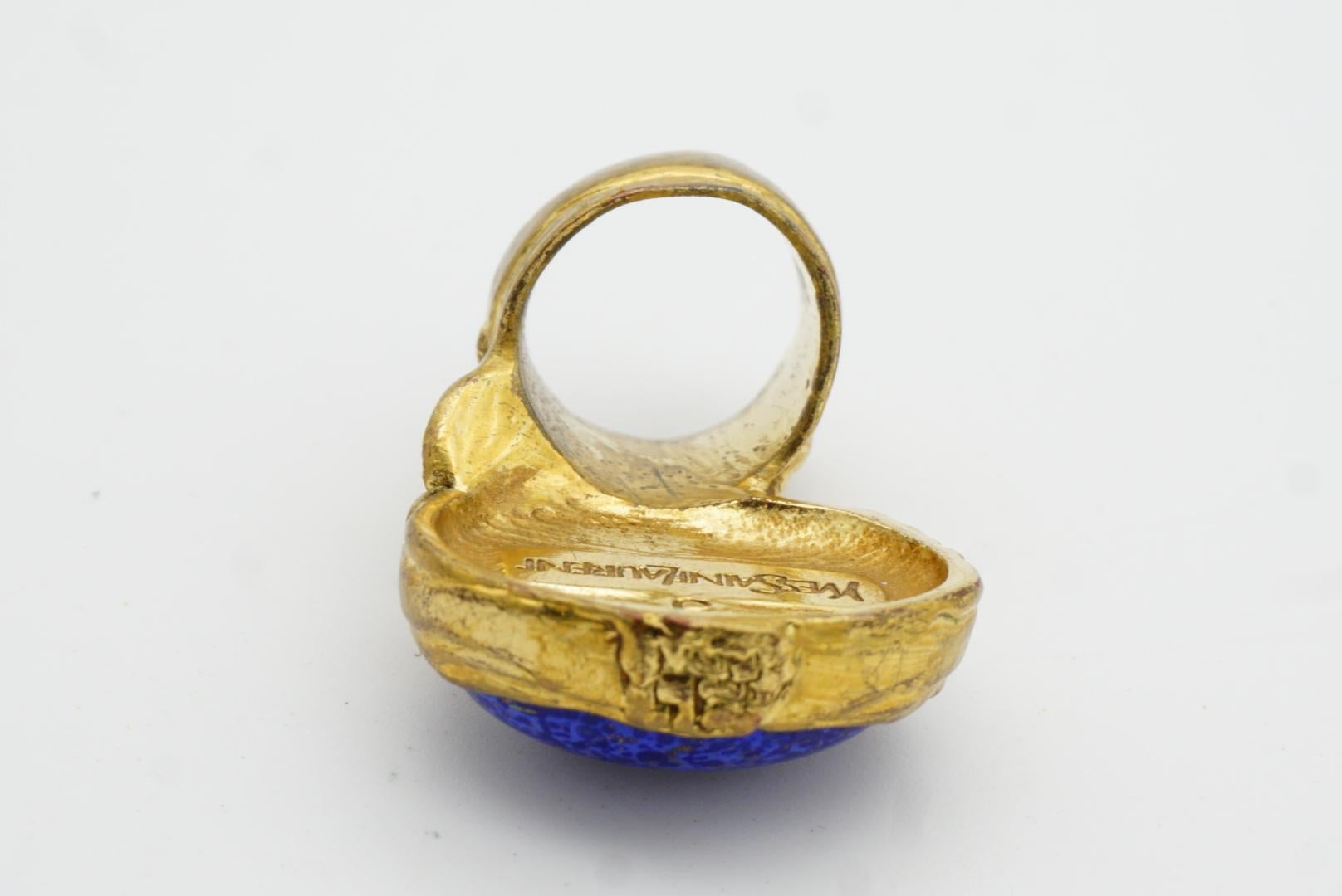 Yves Saint Laurent YSL Arty Navy Lapis Statement Chunky Cabochon Ring, Size 5 For Sale 9