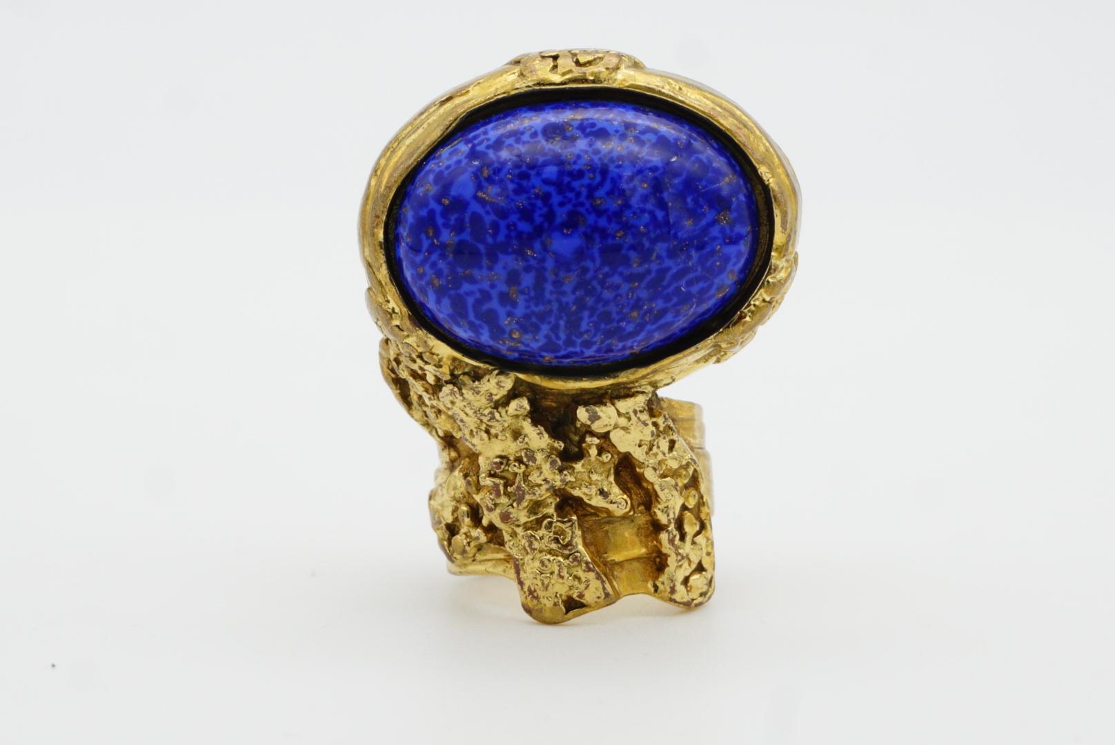 Yves Saint Laurent YSL Arty Anillo de Lapislázuli con Cabujón Grueso, Talla 5 2
