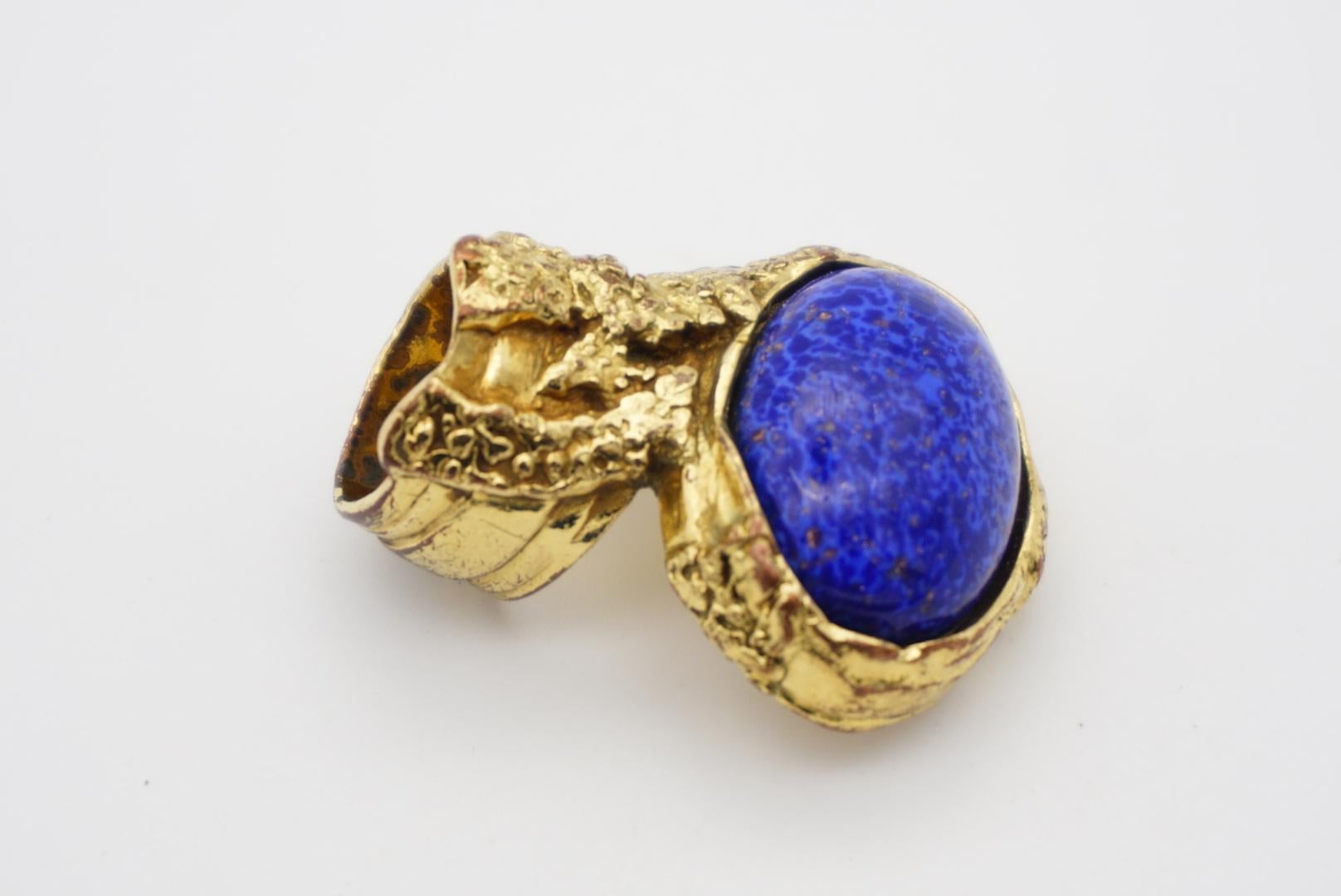 Yves Saint Laurent YSL Arty Navy Anello in oro con cabochon, misura 5 5