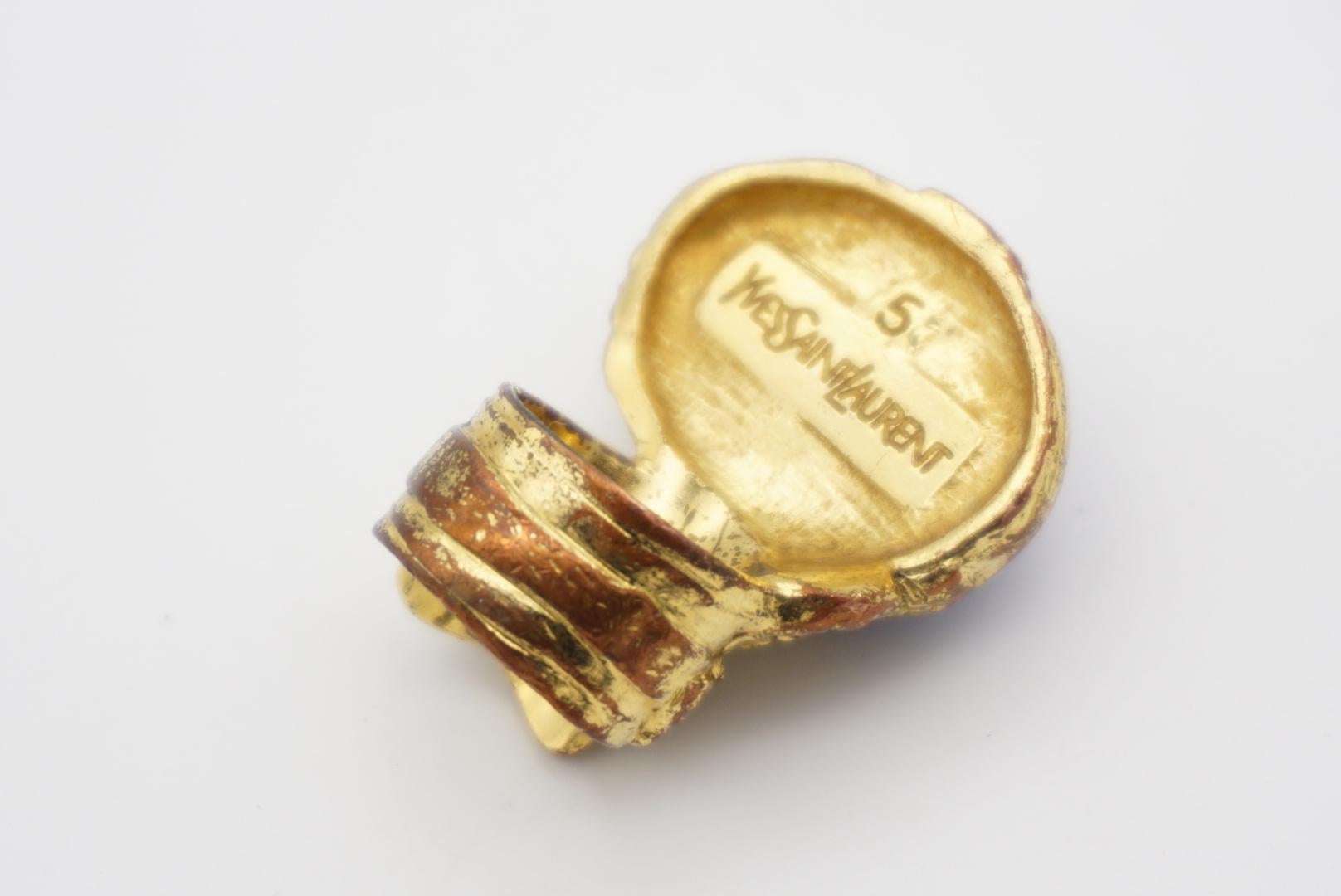 Yves Saint Laurent YSL Arty Navy Anello in oro con cabochon, misura 5 6
