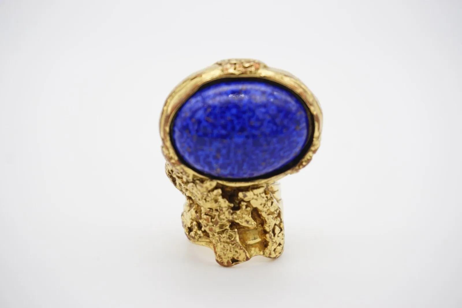 Yves Saint Laurent YSL Arty Navy Anello in oro con cabochon, misura 5 3